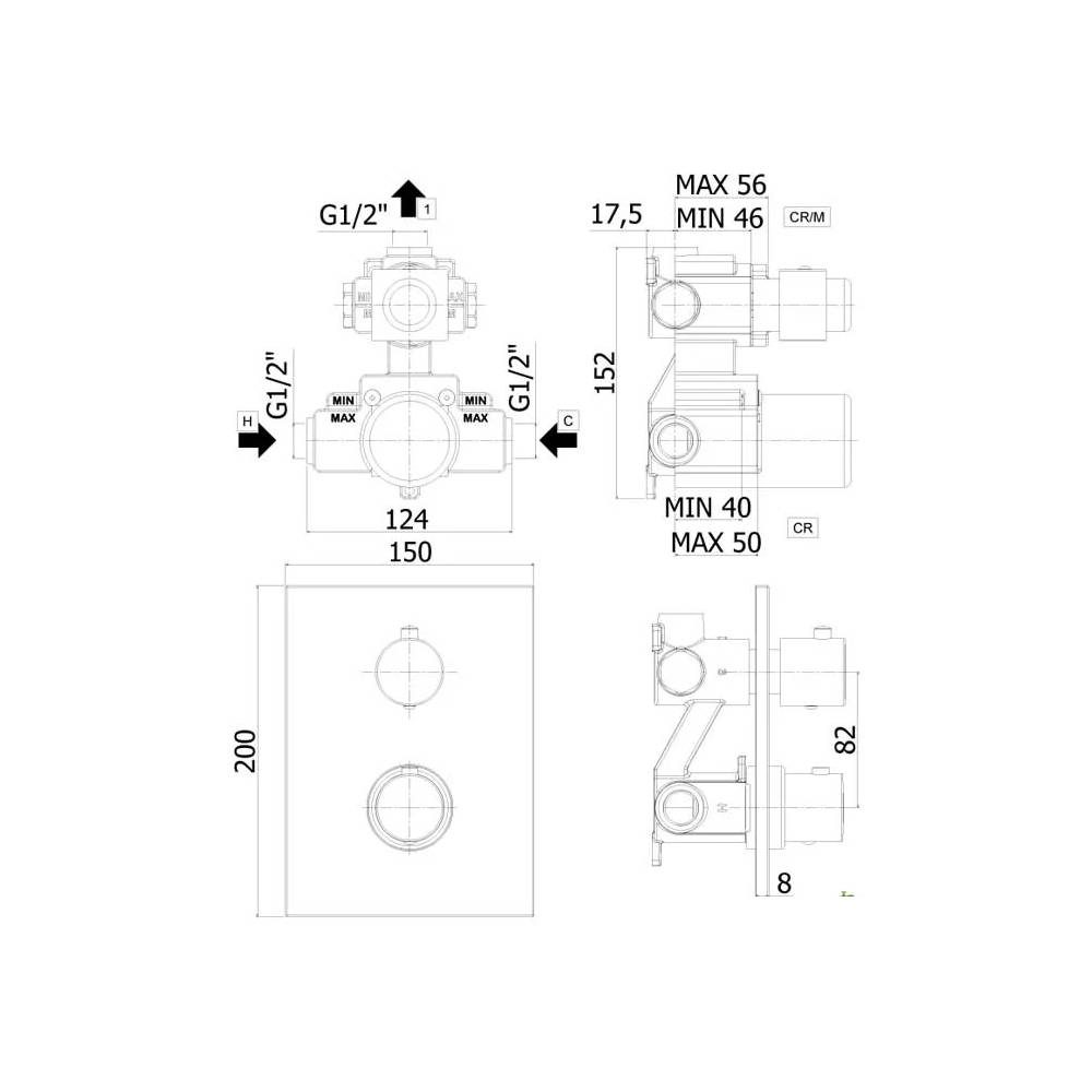  Miscelatore termostatico incasso doccia serie Light modello LIQ513NO/M nero opaco Paffoni by CeramicStore | Lo specialista del tuo bagno