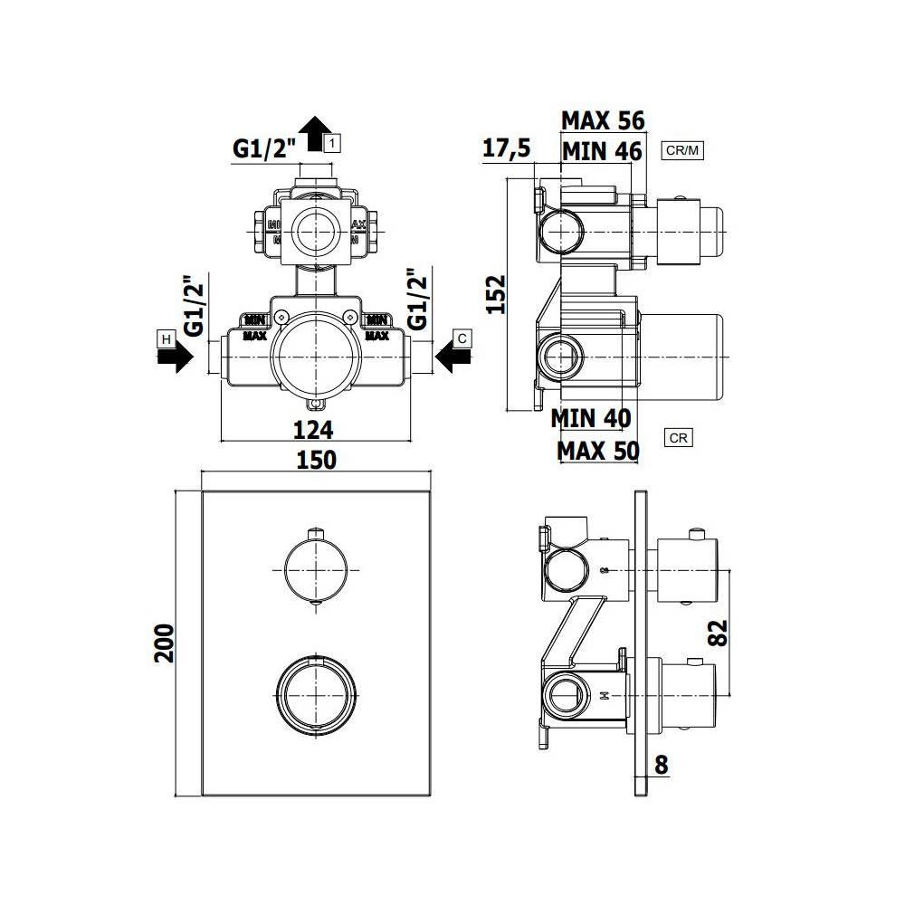  Miscelatore doccia termostatico ad incasso serie Light modello LIQ513ST/M steel looking Paffoni by CeramicStore | Lo specialista del tuo bagno