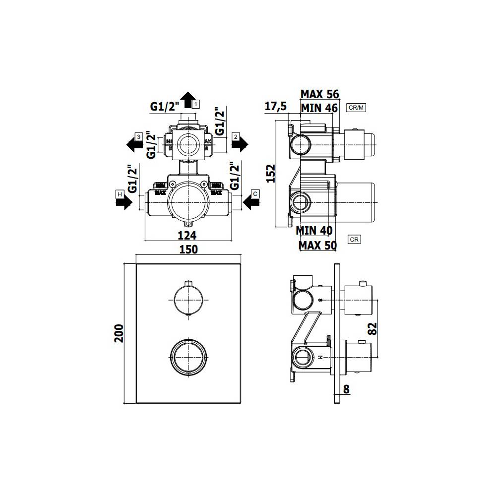  Miscelatore doccia termostatico ad incasso serie Light modello LIQ519ST/M steel looking Paffoni by CeramicStore | Lo specialista del tuo bagno