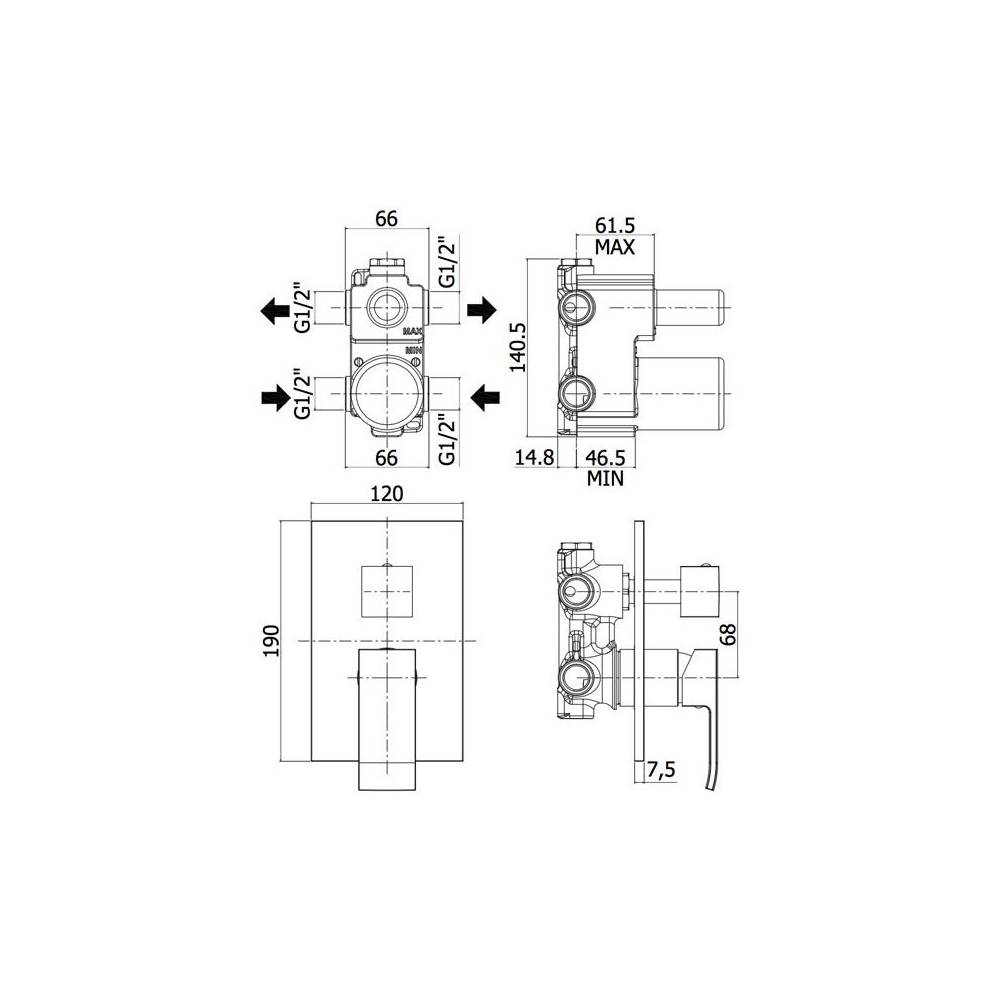  Miscelatore incasso doccia con deviatore con 3 Uscite serie ELLE modello EL019CR/M cromato Paffoni by CeramicStore | Lo specialista del tuo bagno