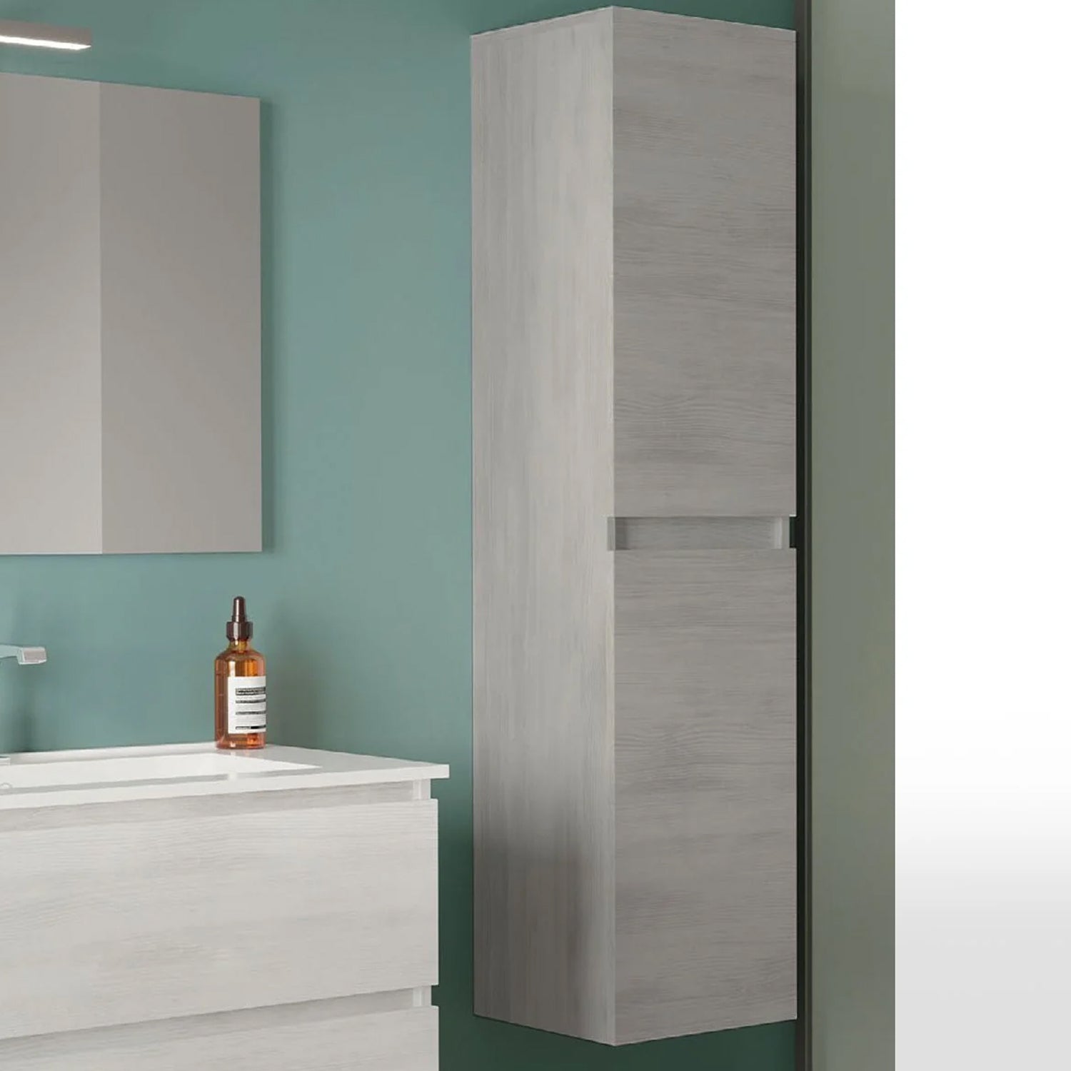 Colonna bagno a due ante Cubi&Co Symmetry - Rovere Grigio 7