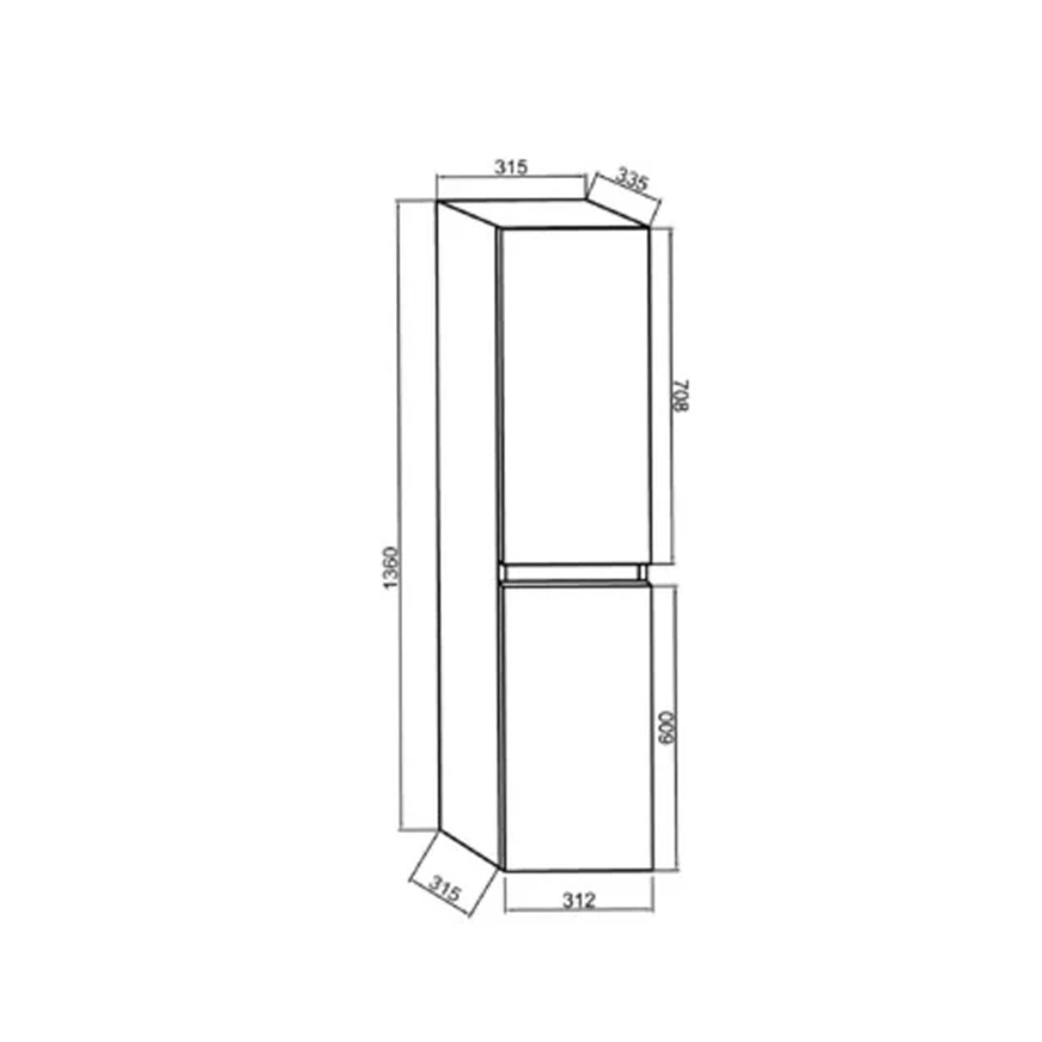 Colonna bagno a due ante Cubi&Co Symmetry - Rovere Grigio 2