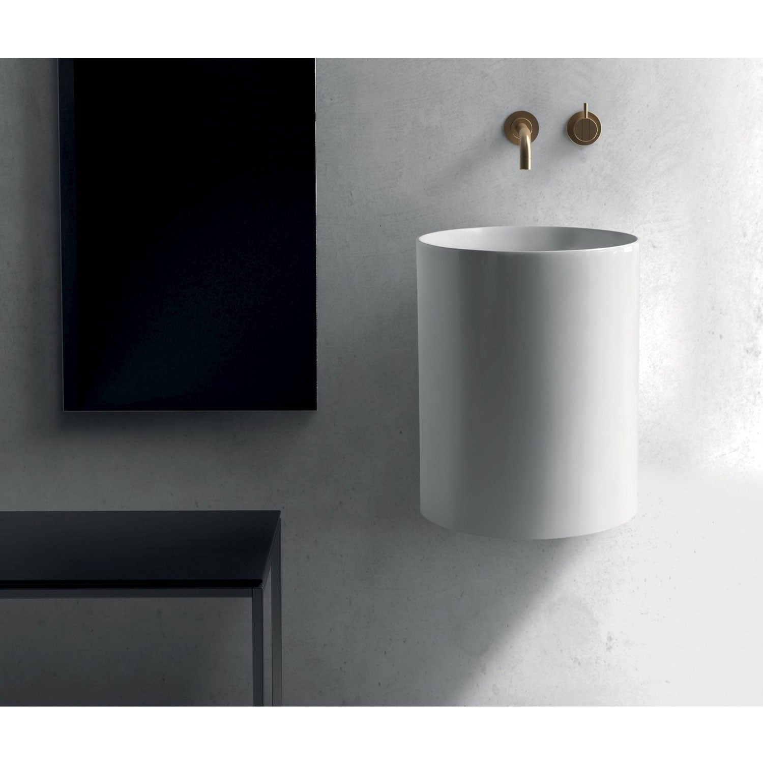  Lavandino da appoggio/sospeso cm à¸37x46h serie Core di Ceramica Galassia -  Bianco Matt