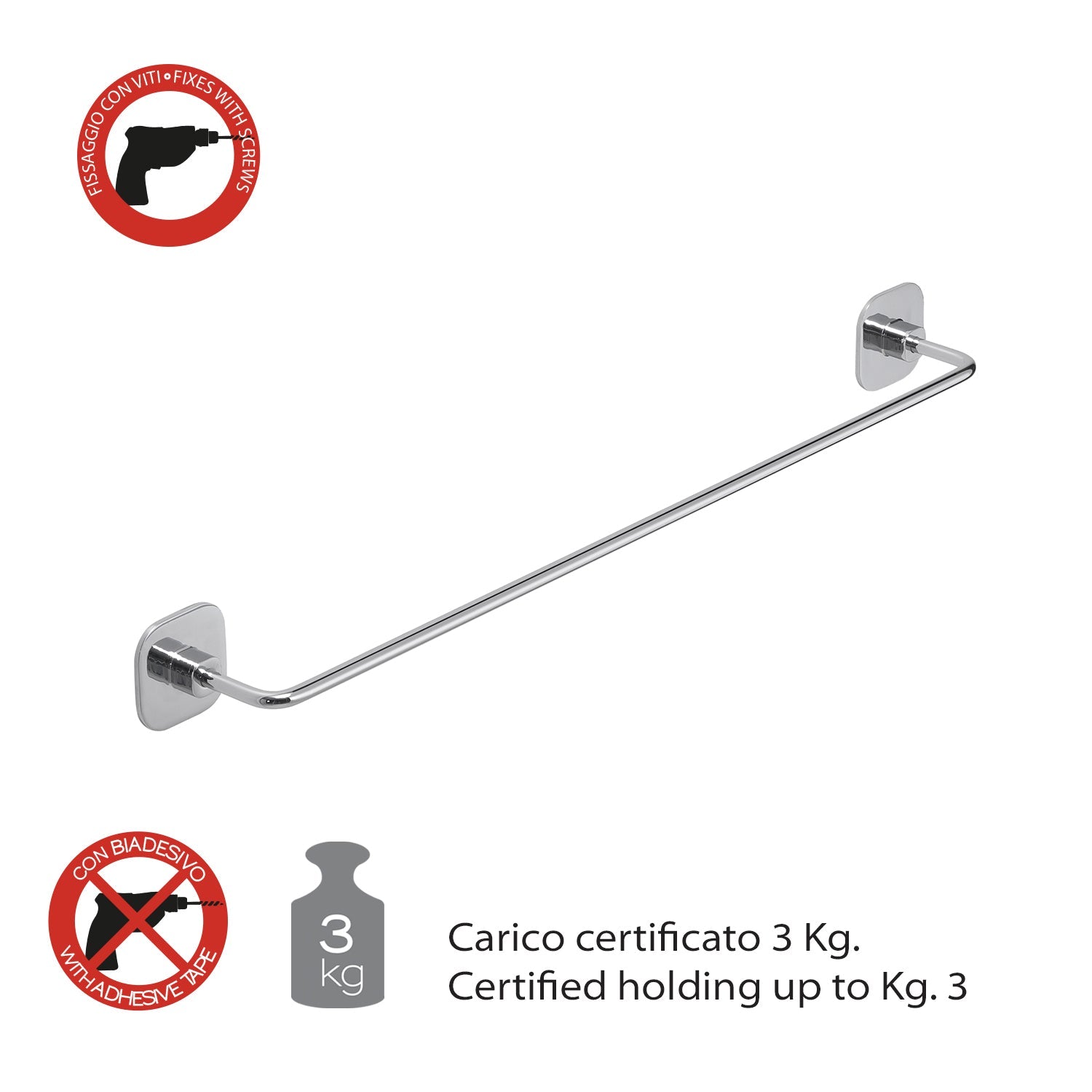  Porta asciugamani 45 cm in acciaio inox e cromall Teide di Gedy - Cromato by CeramicStore | Lo specialista del tuo bagno