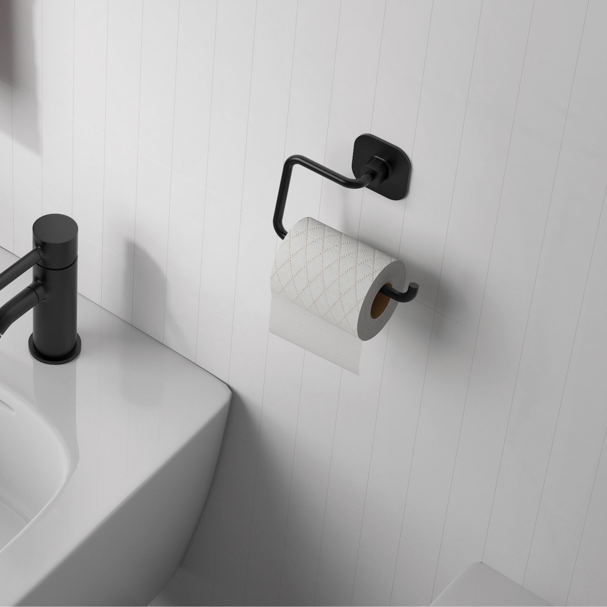  Porta carta igienica in acciaio inox e cromall Teide di Gedy - Nero Matt