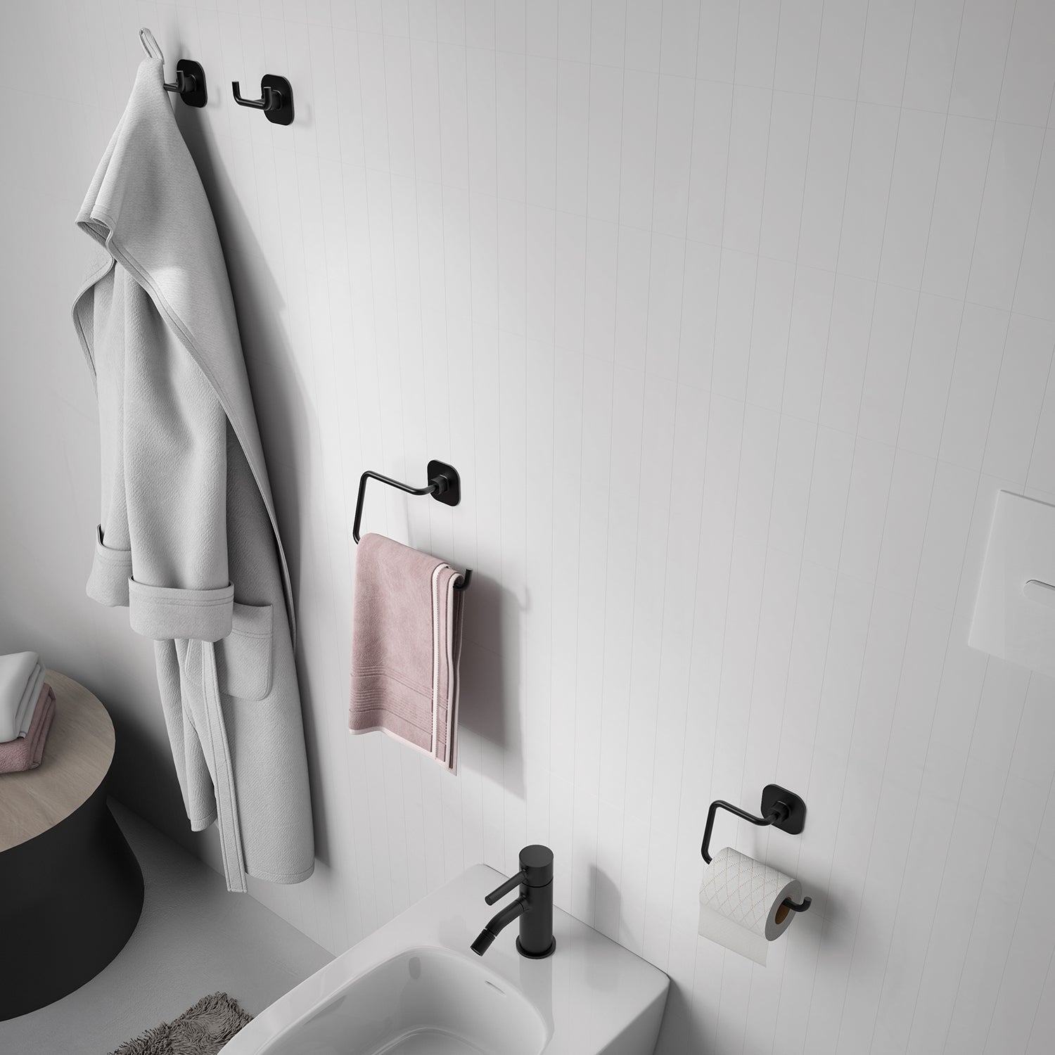  Appendiabiti doppio in acciaio inox e cromall Teide di Gedy - Nero Matt by CeramicStore | Lo specialista del tuo bagno