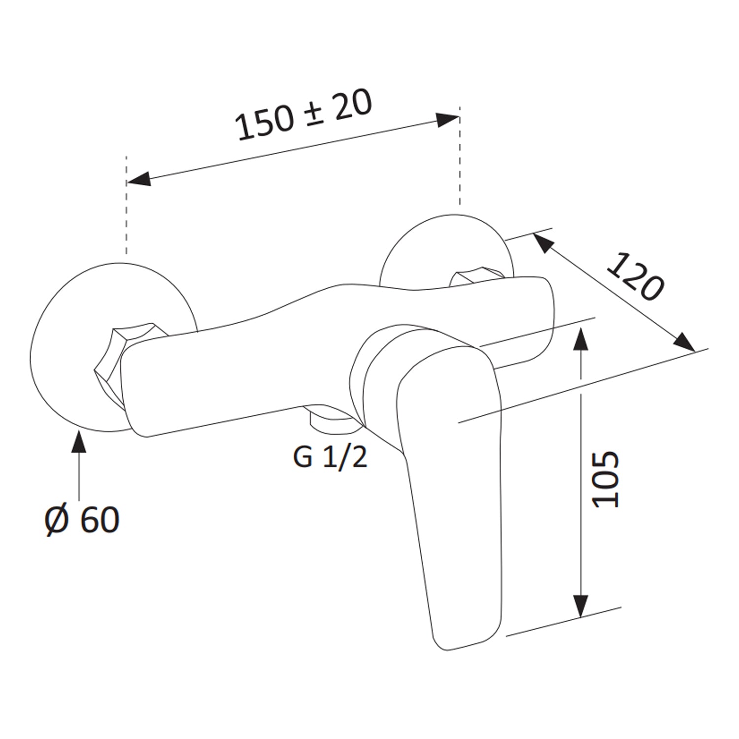 Miscelatore esterno doccia senza accessori Mariani serie Essenza - Cromo 2