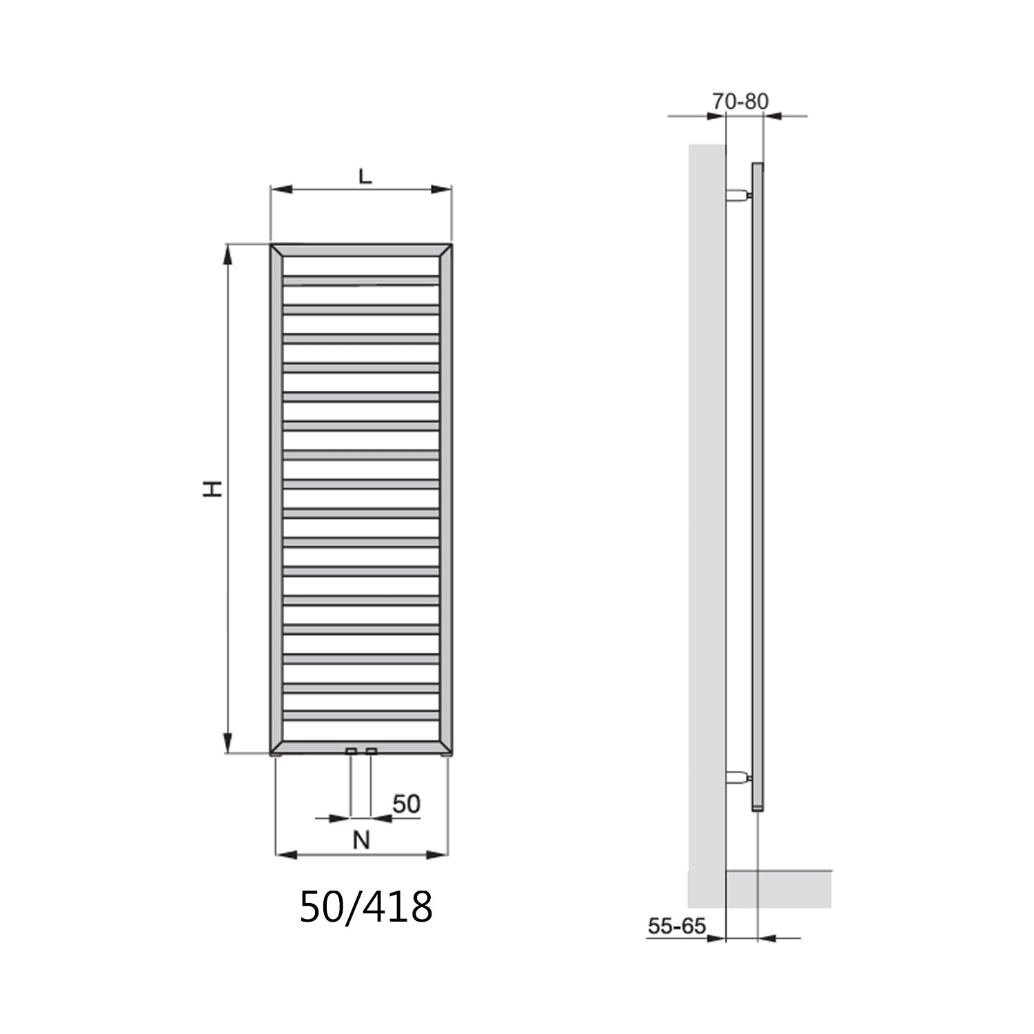 Termoarredo in acciaio con elementi tondi Nero Opaco Zehnder modello Subway H. 1261 x L. 450 mm 2
