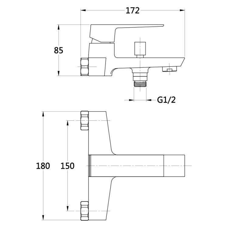 Miscelatore vasca con doccetta RubiFlux serie Arkon - Cromo 2
