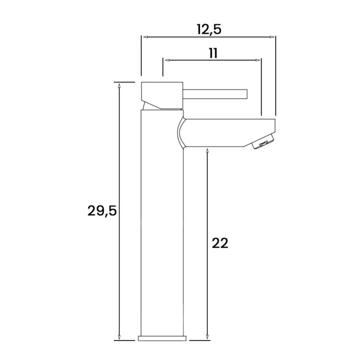 Miscelatore monocomando lavabo alto RubiFlux serie Paris Modello Noir in acciaio inox - Nero Opaco 2