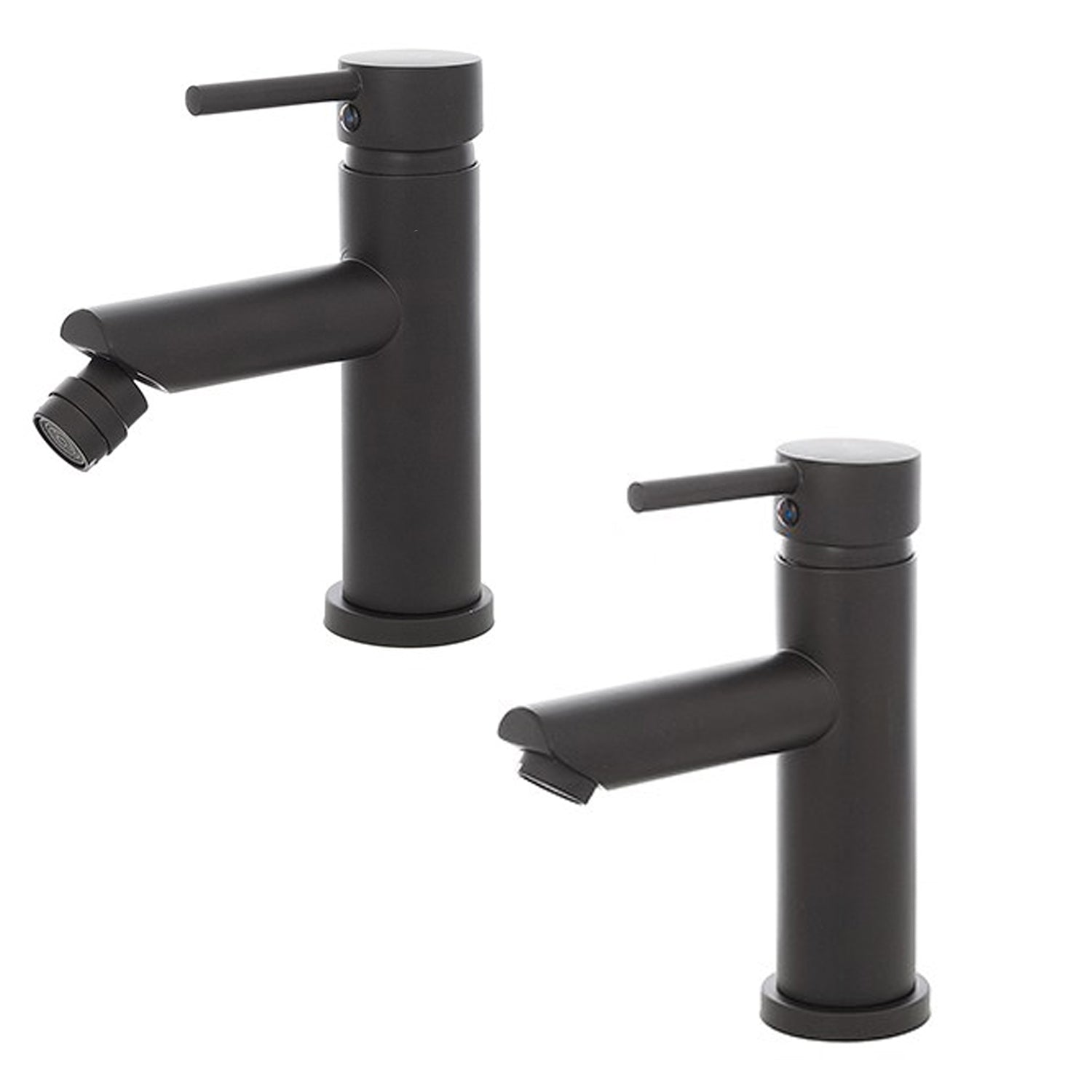 Kit miscelatore lavabo + bidet RubiFlux serie Yarn con scarico clic-clac - Nero Opaco