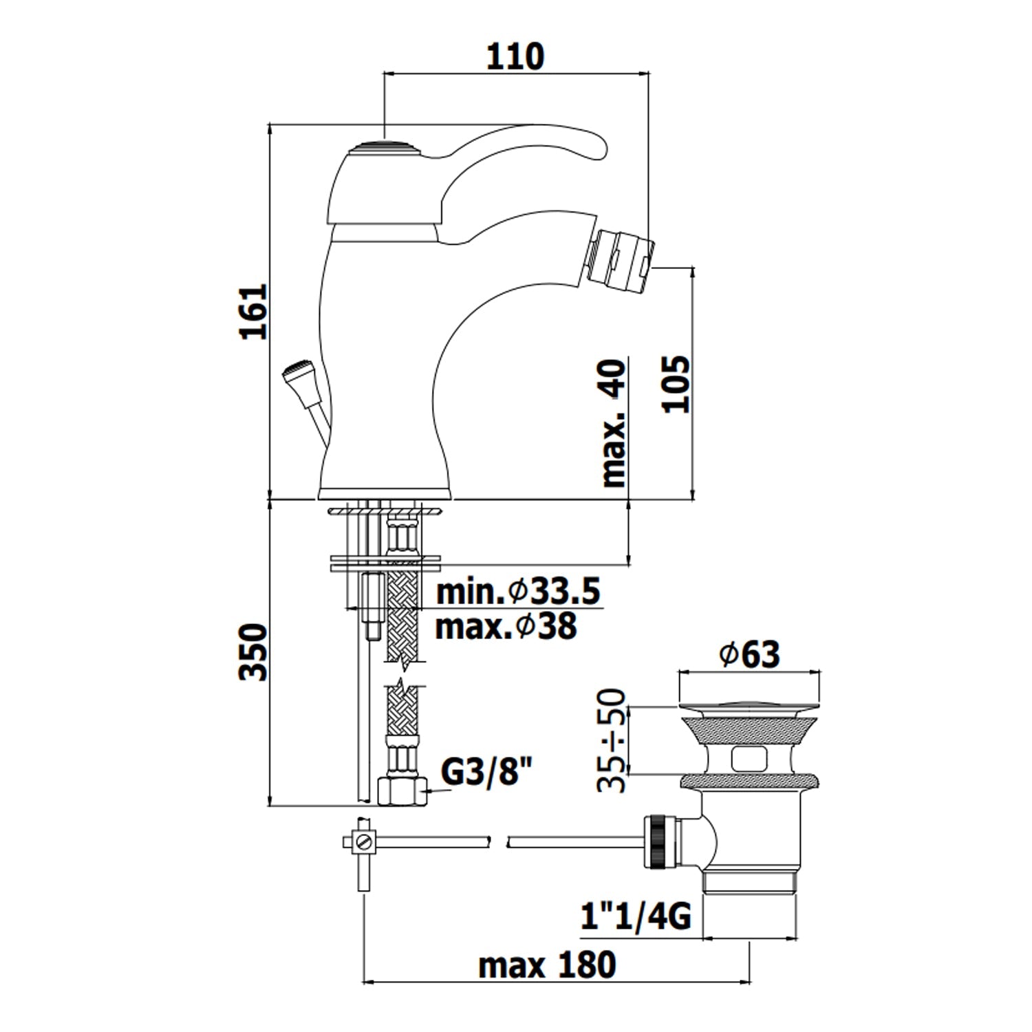  Miscelatore bidet con scarico serie Giorgia modello GI135CR cromato e bianco ral Paffoni by CeramicStore | Lo specialista del tuo bagno