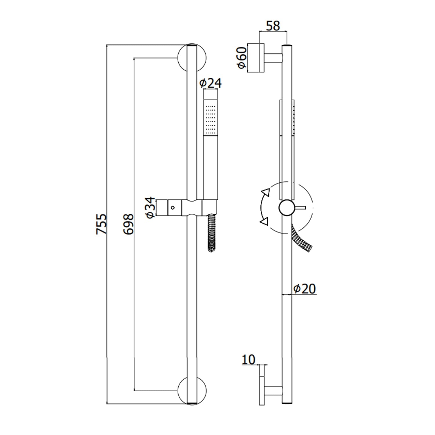  Saliscendi doccia con doccia Life Tonda Paffoni in metallo Nero Opaco by CeramicStore | Lo specialista del tuo bagno