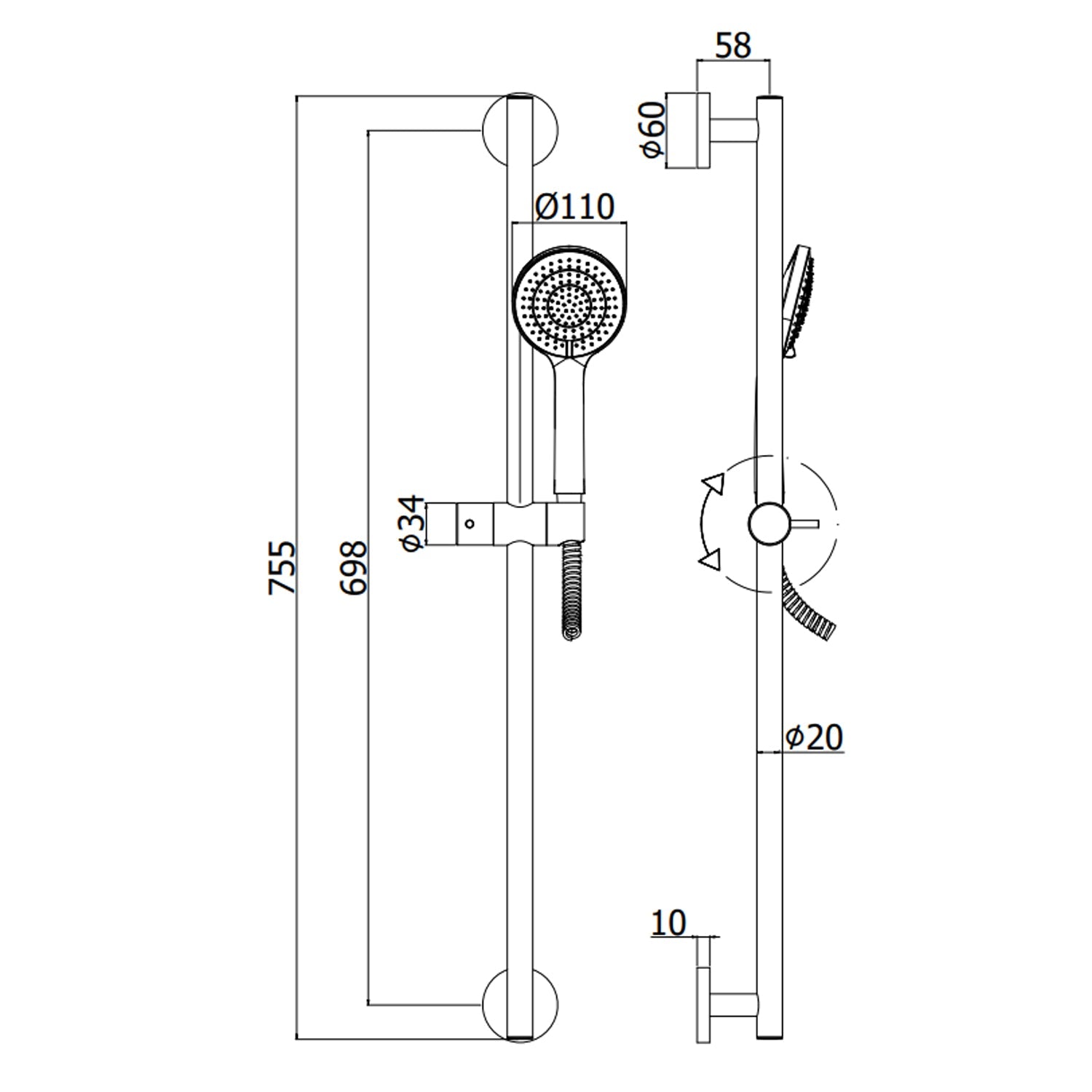 Saliscendi doccia con doccia Life Ginevra Paffoni in metallo Nero Opaco by CeramicStore | Lo specialista del tuo bagno