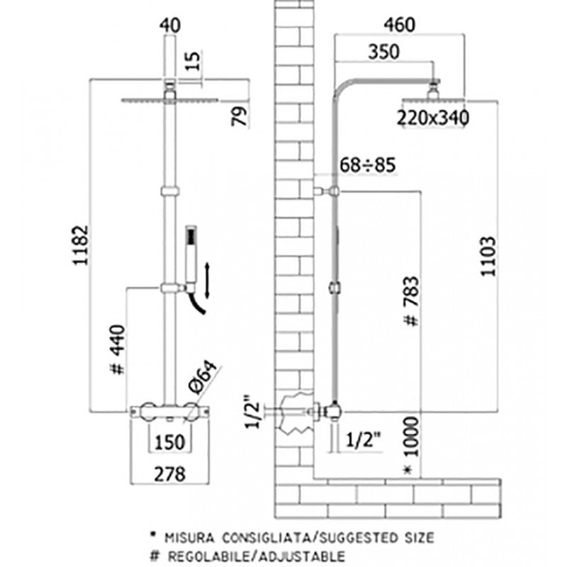  Paffoni Colonna doccia fissa City senza deviatore con soffione rettangolare by CeramicStore | Lo specialista del tuo bagno