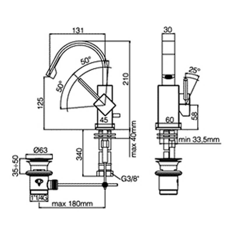  Miscelatore bidet Paffoni Level con scarico e canna orientabile quadrata by CeramicStore | Lo specialista del tuo bagno