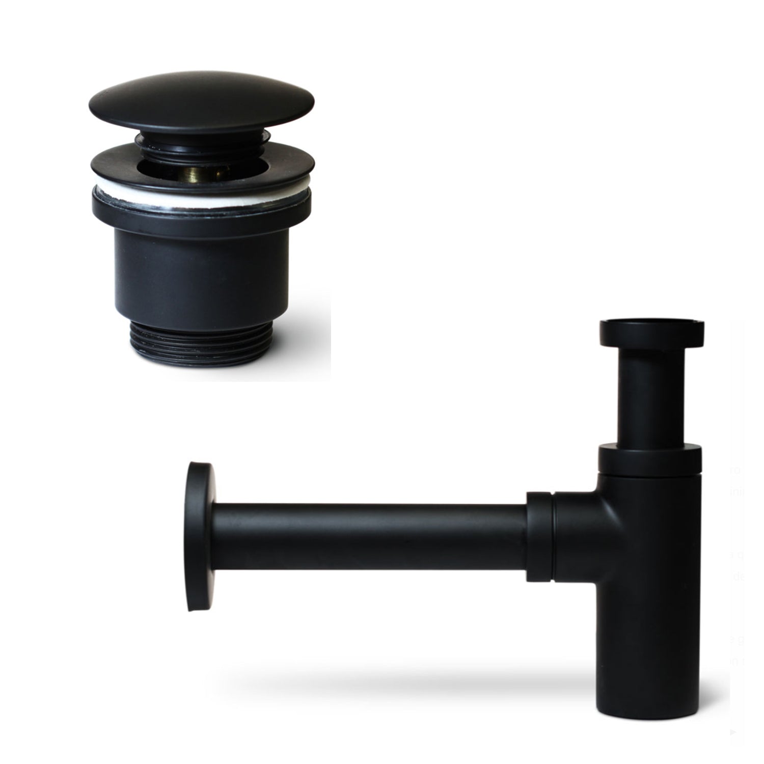 Kit Sifone di scarico e piletta in ottone verniciato nero opaco per lavelli da esterno 1"1/4 by CeramicStore | Lo specialista del tuo bagno