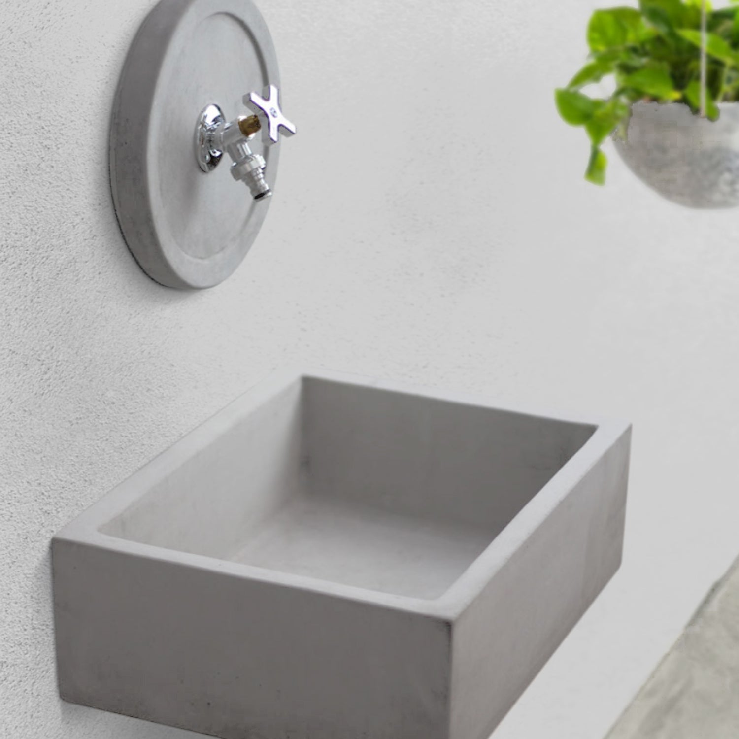  Lavello da esterno con rosone in cemento grigio cm 45x35 cm modello R-Desy by CeramicStore | Lo specialista del tuo bagno