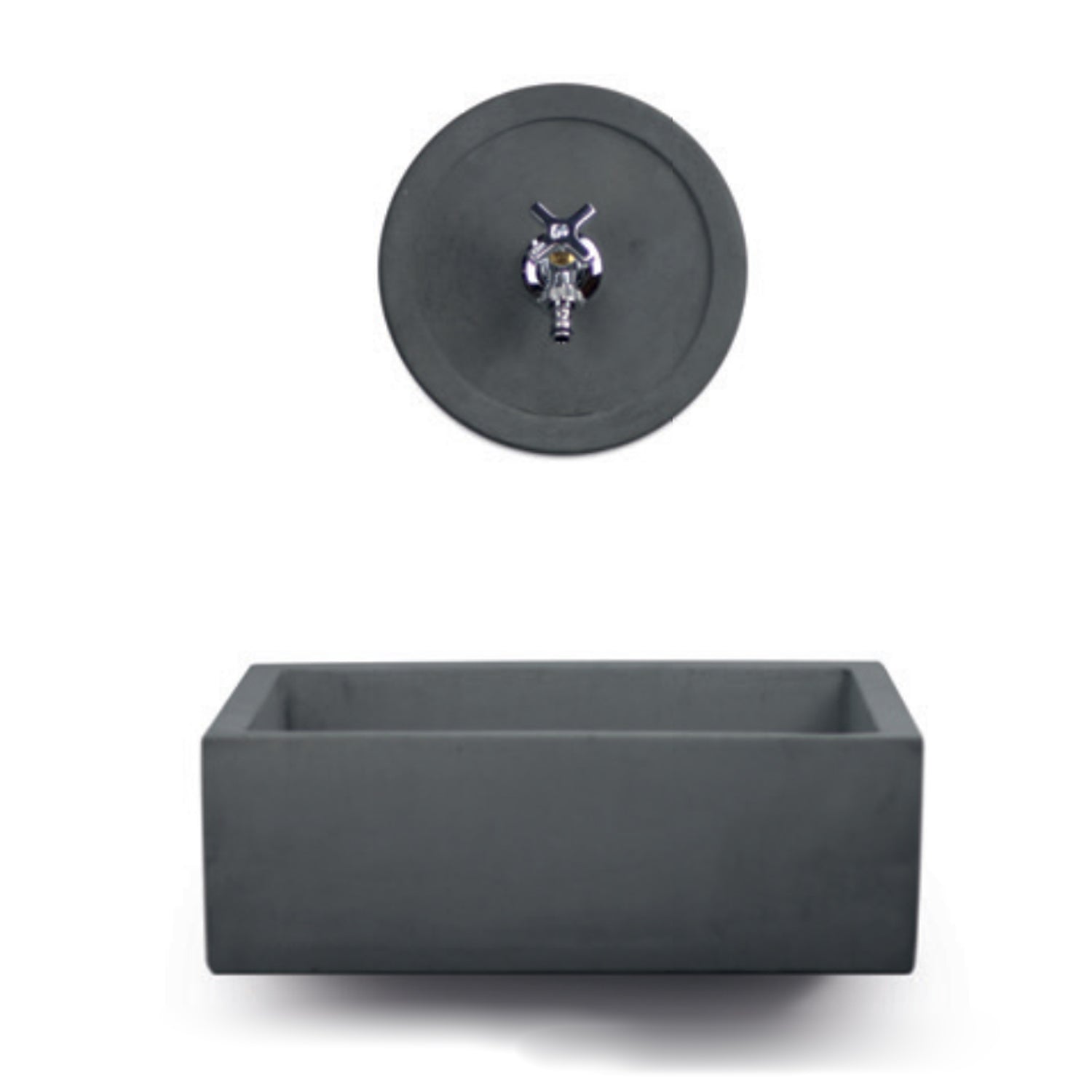 Lavello da esterno con rosone in cemento antracite cm 45x35 cm modello R-Desy by CeramicStore | Lo specialista del tuo bagno