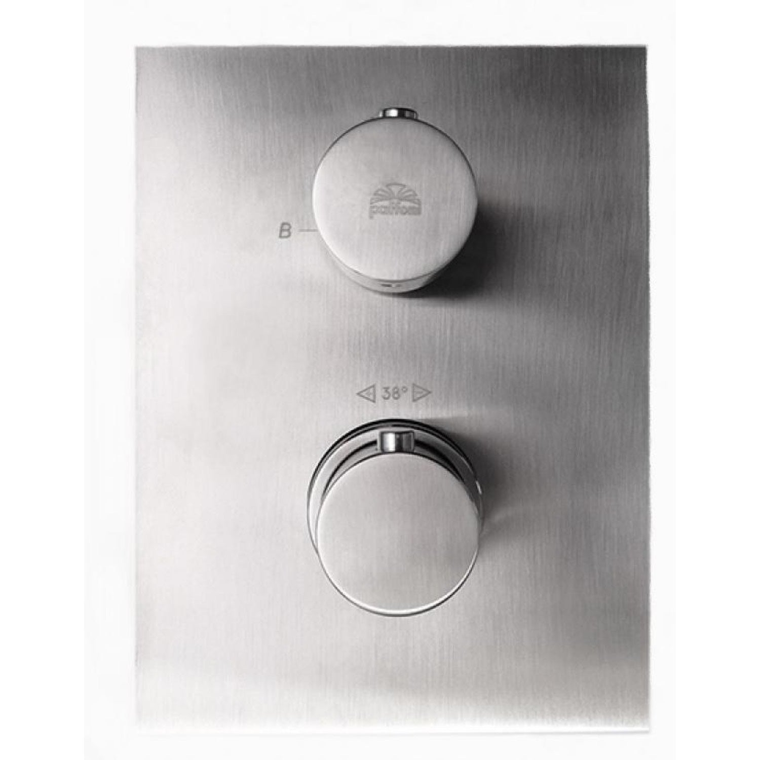  Set Soffione doccia Level e doccia tonda con miscelatore termostato e set duplex doccia in acciaio spazzolato Paffoni by CeramicStore | Lo specialista del tuo bagno