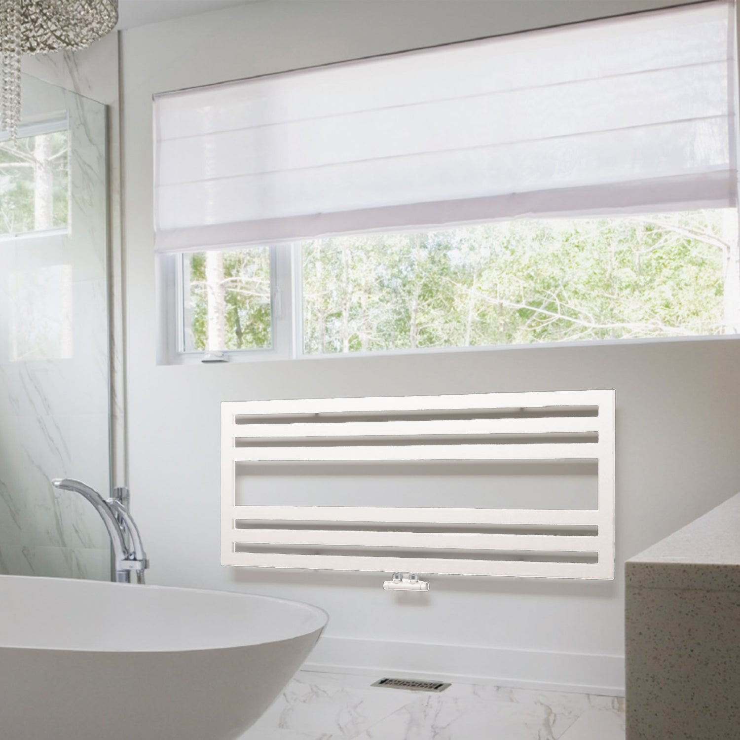 Termoarredo piatto Lazzarini 500x1200 mm interasse 1100 mm/50 mm modello Urbino finitura Bianco by CeramicStore | Lo specialista del tuo bagno