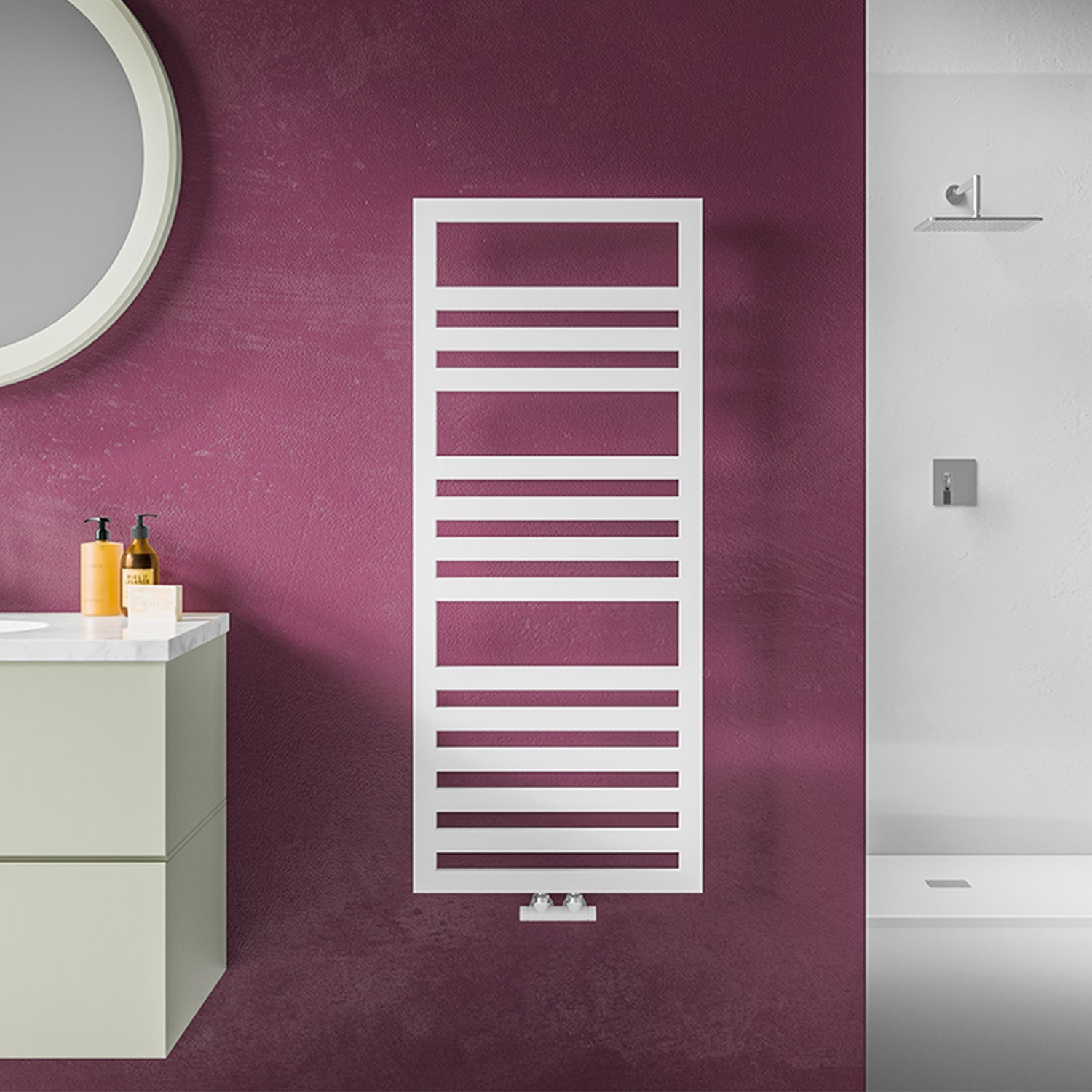 Termoarredo piatto Lazzarini 1200x500 mm interasse 400 mm/50 mm modello Urbino finitura Bianco by CeramicStore | Lo specialista del tuo bagno