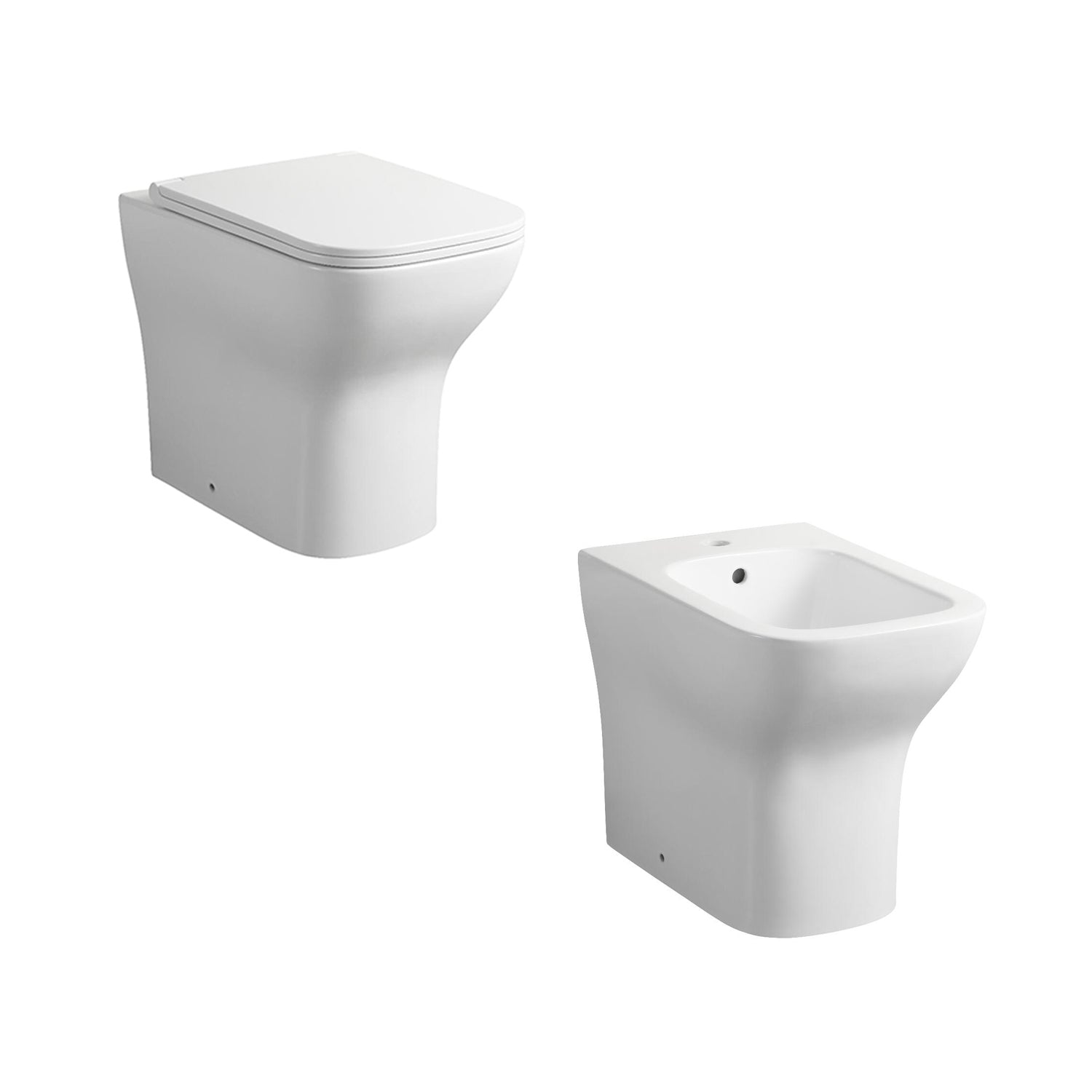  Sanitari filomuro BathCore modello Tuono con sedile SoftClose 49.5x36 H. 42.5 cm - Bianco lucido