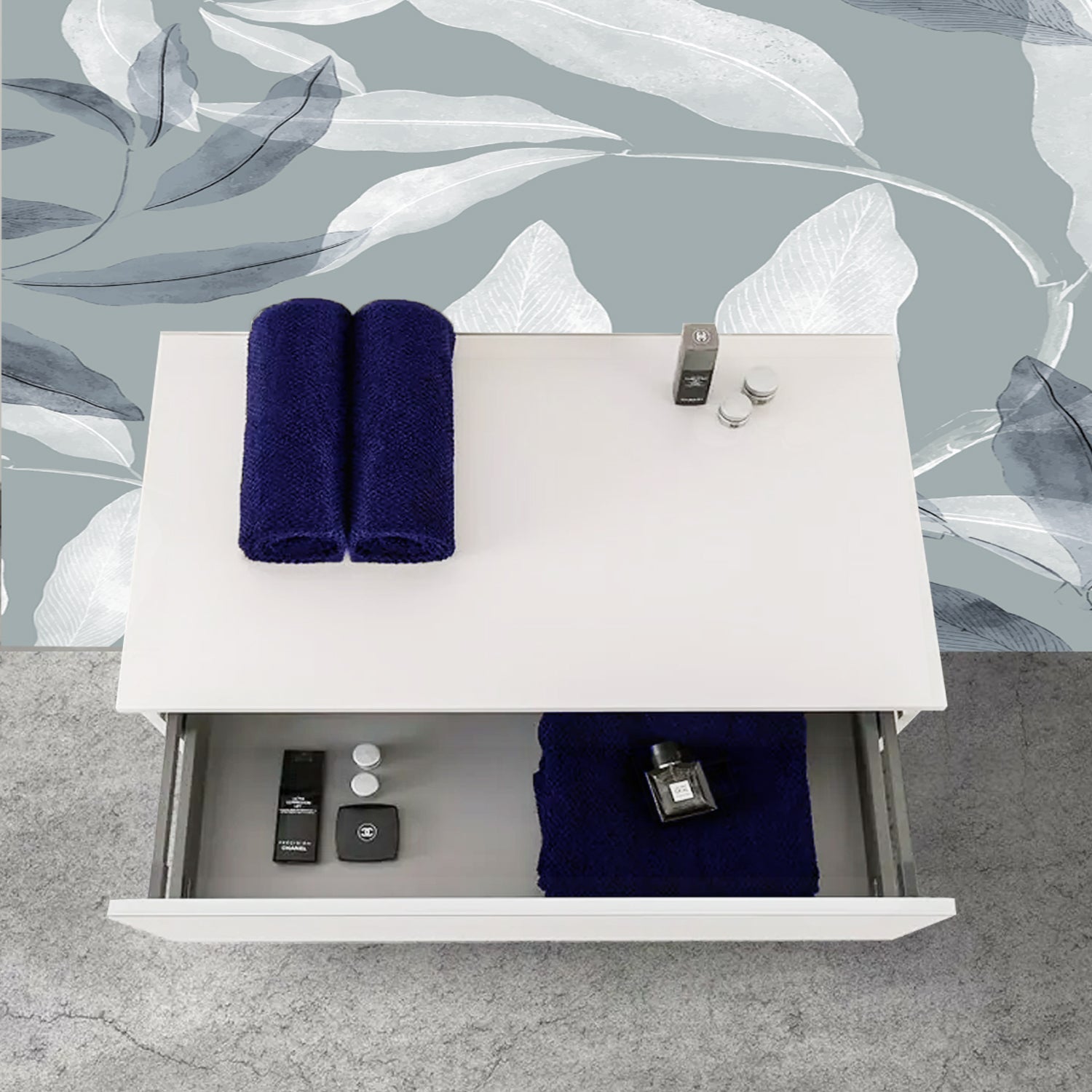  Composizione Bagno 100 cm Rovere fossile con Lavabo d€™Appoggio e Specchio LED - Cassetto Bianco Lucido Cubi&Co Destiny 3 by CeramicStore | Lo specialista del tuo bagno