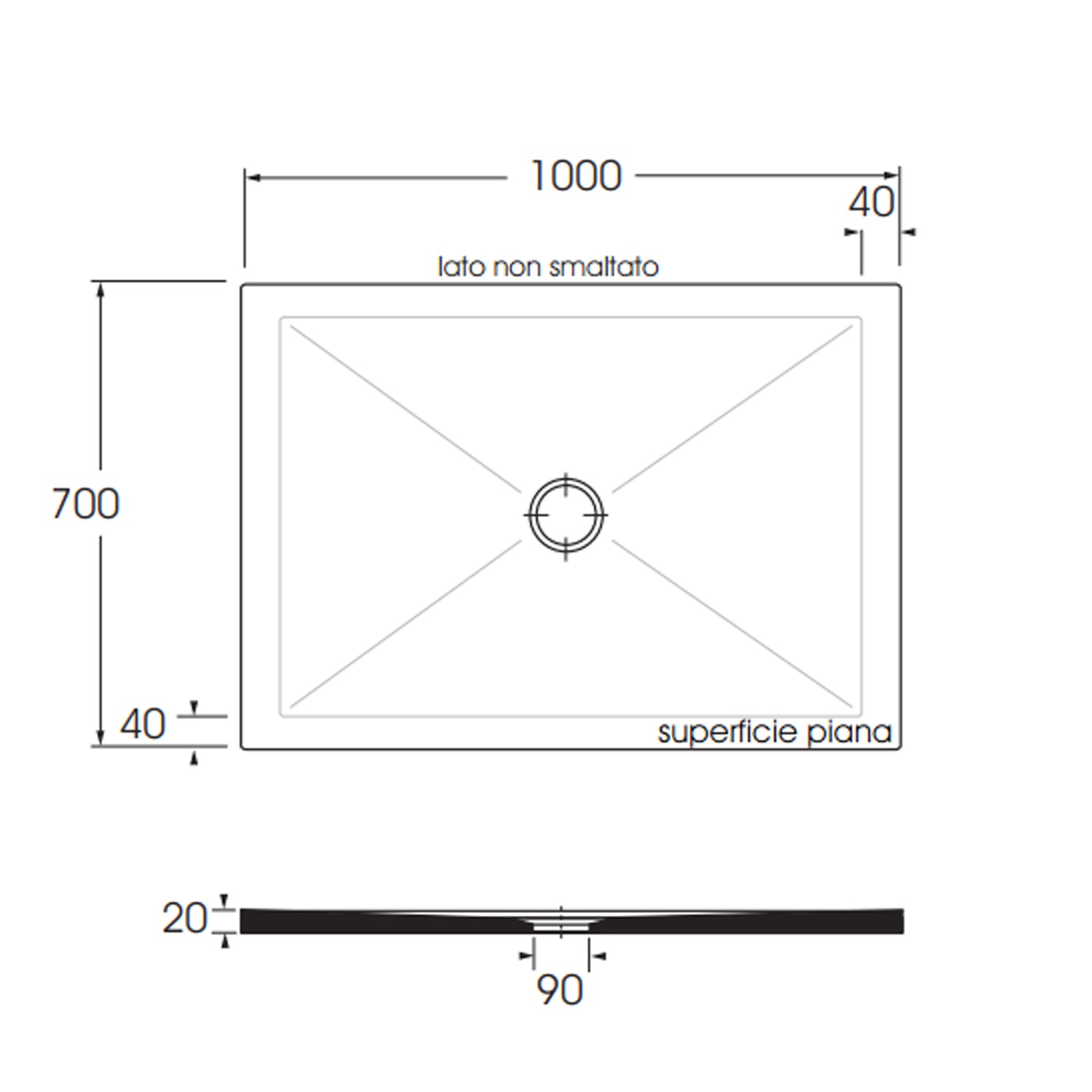  Piatto doccia rettangolare in ceramica SoloDue cm 100x70 Bianco cotone by CeramicStore | Lo specialista del tuo bagno