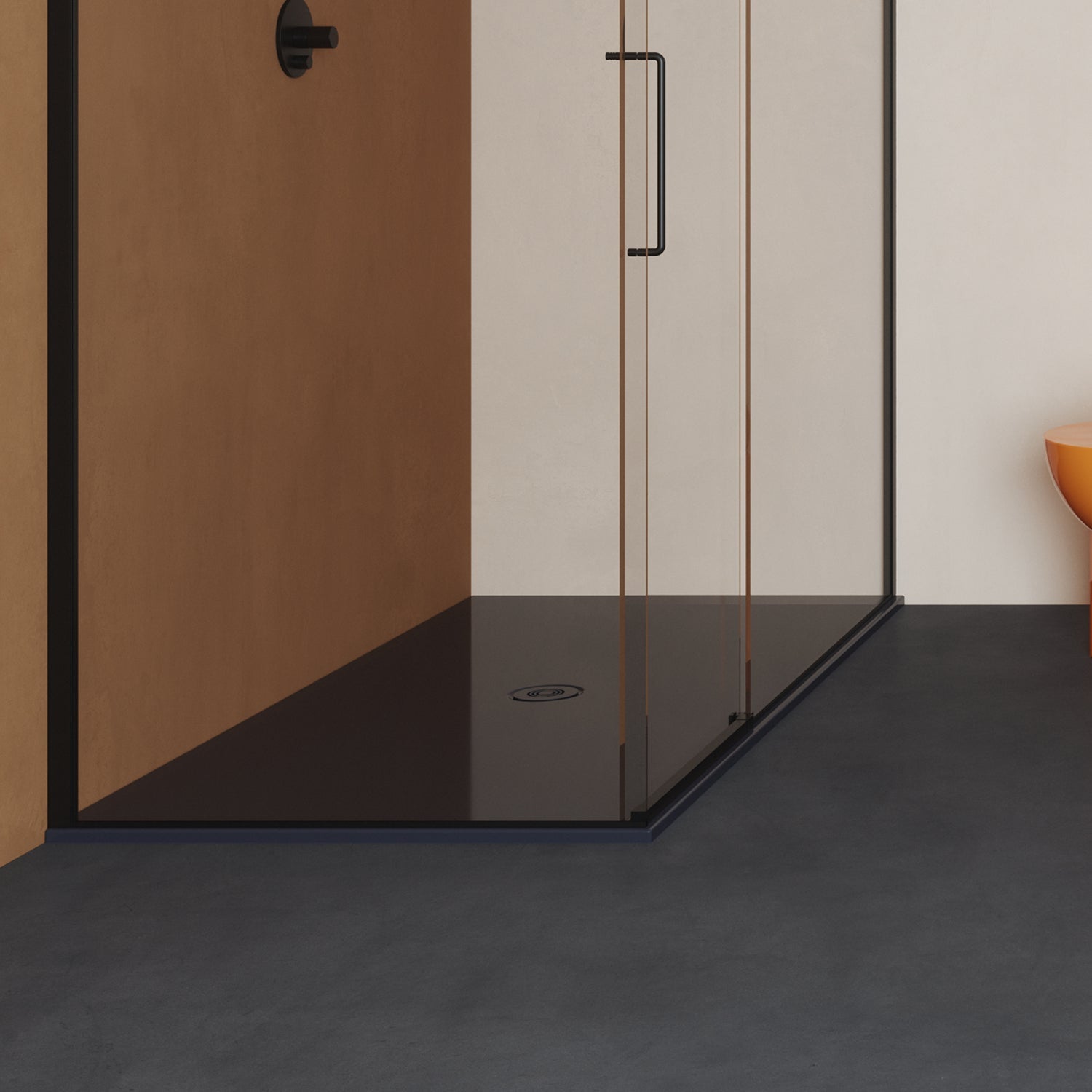 Piatto doccia quadrato in ceramica SoloDue cm 80x80 nero lucido by CeramicStore | Lo specialista del tuo bagno