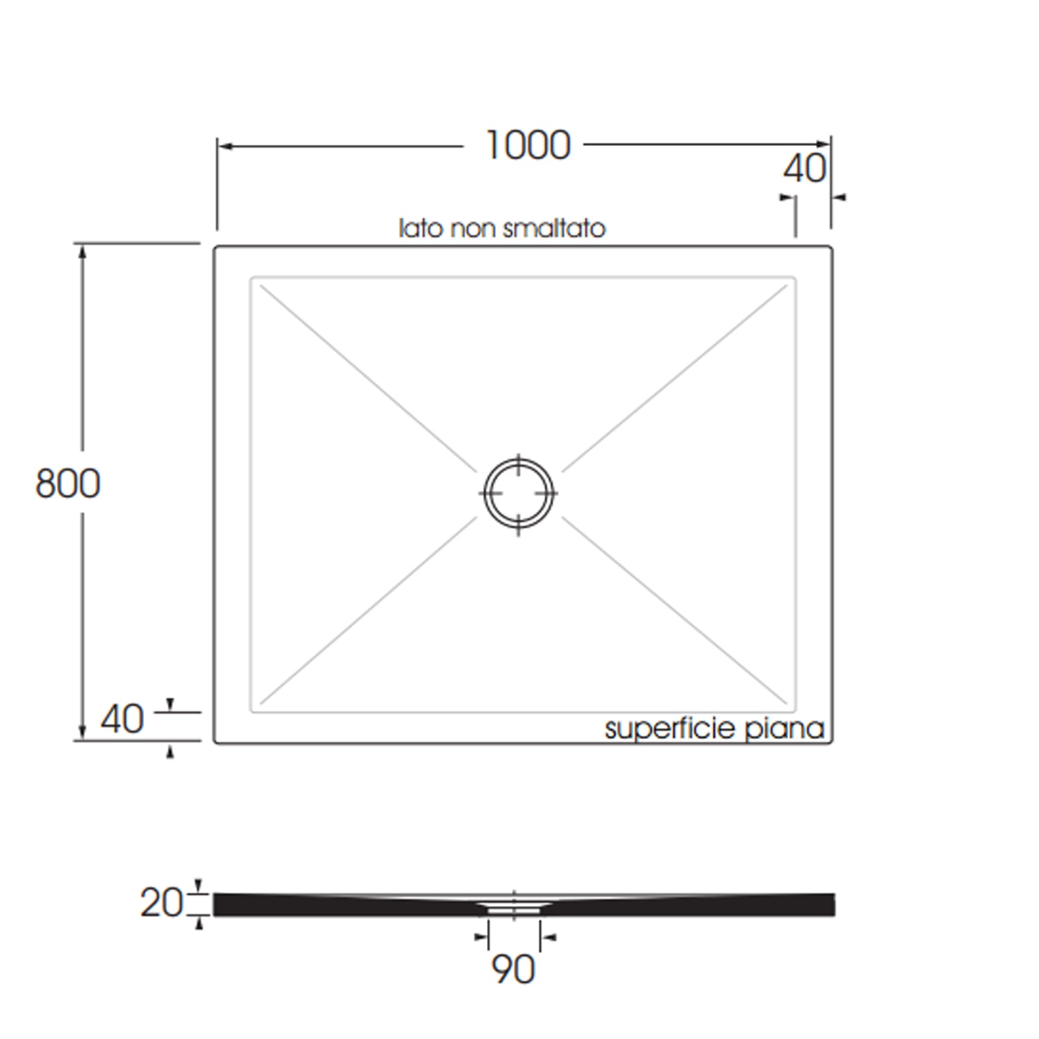  Piatto doccia rettangolare in ceramica SoloDue cm 100x80 nero lucido by CeramicStore | Lo specialista del tuo bagno