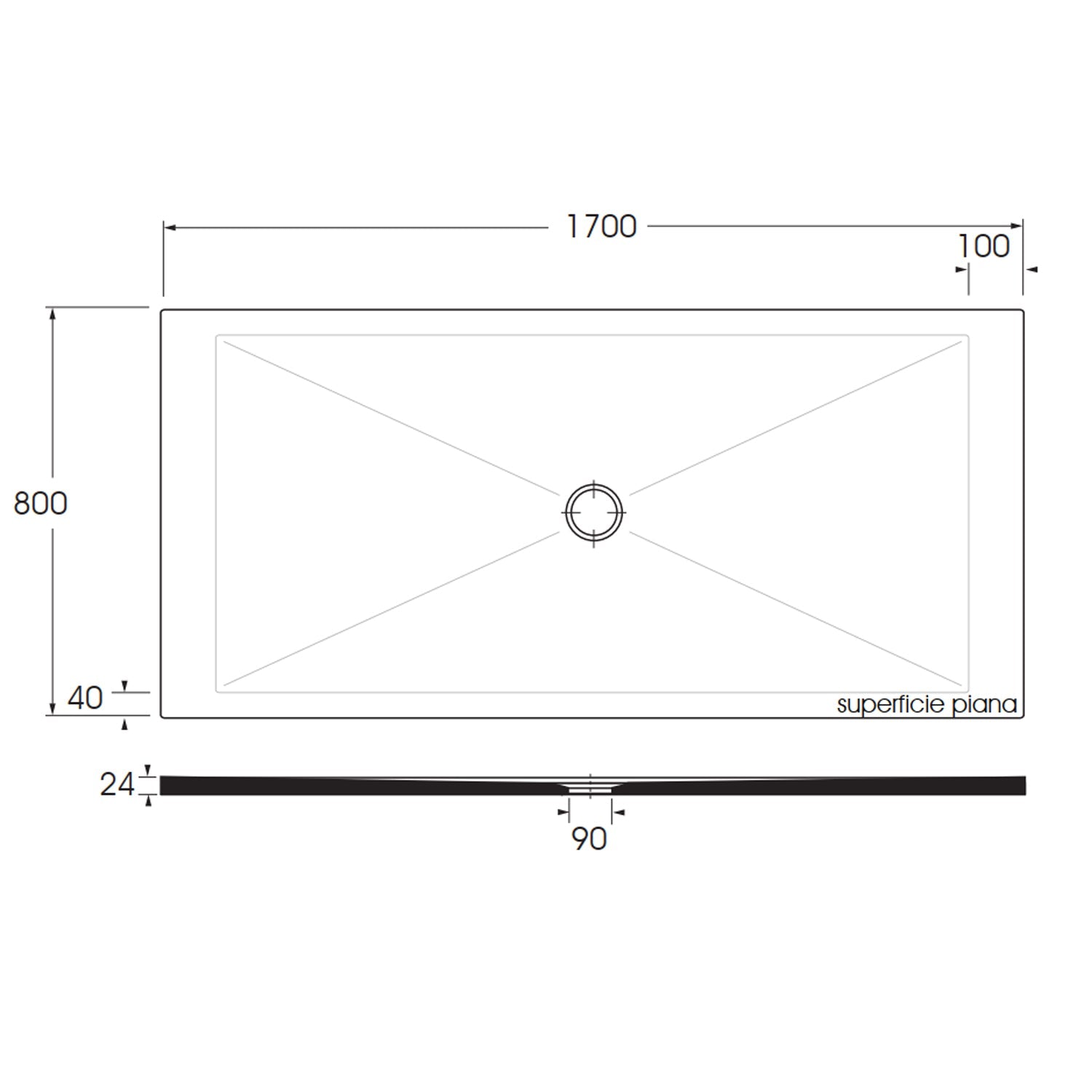  Piatto doccia rettangolare in ceramica SoloDue cm 170x80 Nero lucido by CeramicStore | Lo specialista del tuo bagno