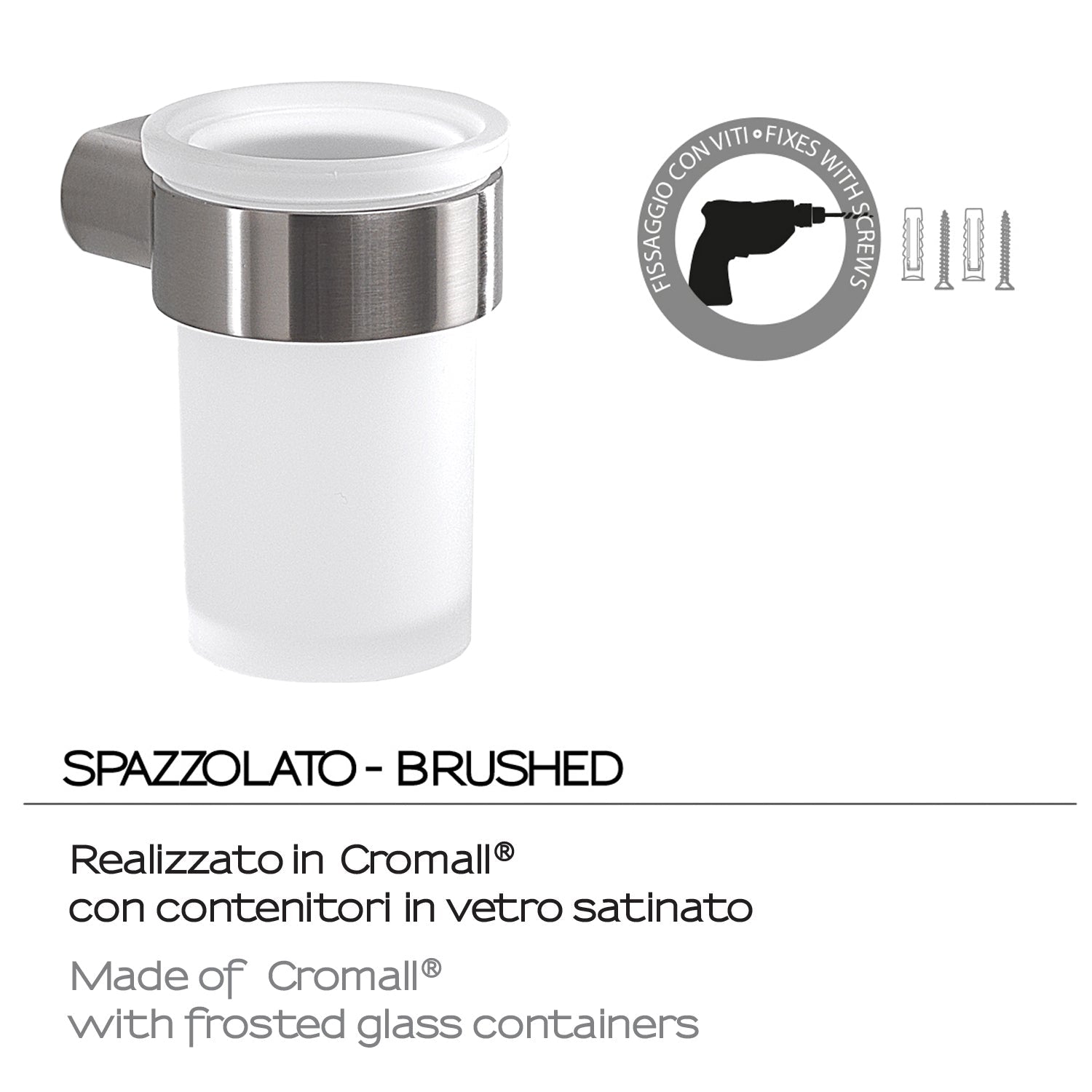  Portaspazzolini a muro in Ottone e Cromall Gedy serie Pirenei - Spazzolato