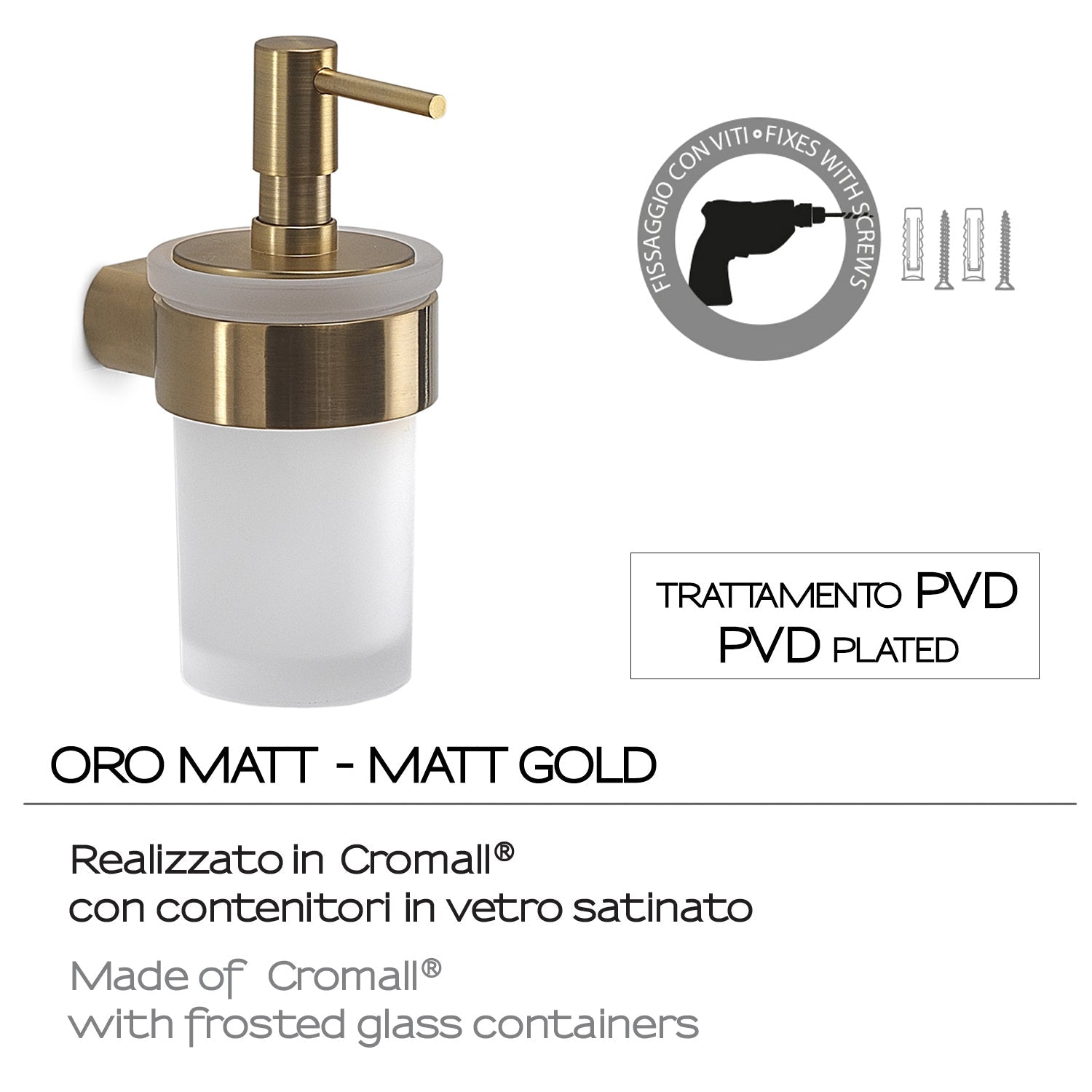  Dosasapone a muro con erogatore di Gedy serie Pirenei - Oro Matt by CeramicStore | Lo specialista del tuo bagno