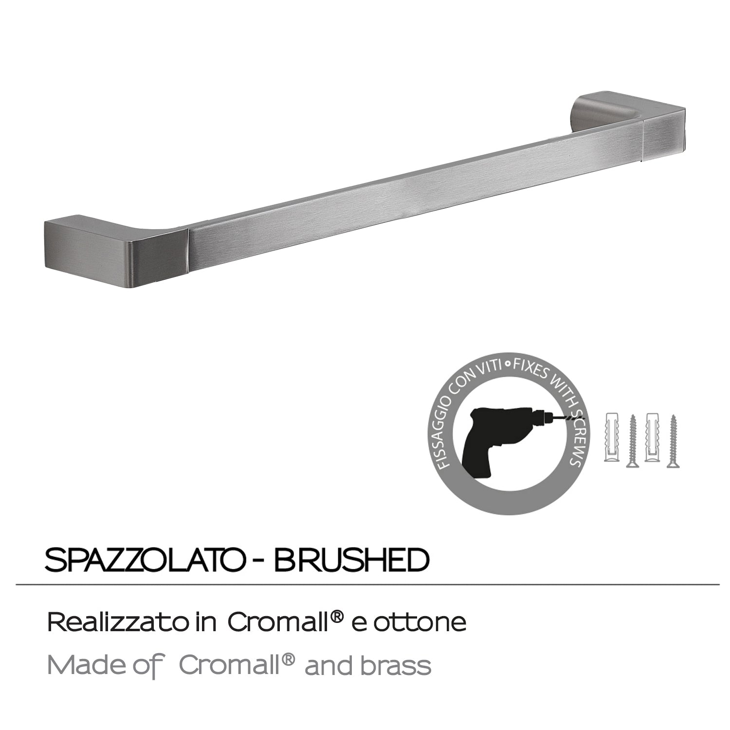  Portasalviette a muro di Gedy serie Pirenei 45 cm - Spazzolato by CeramicStore | Lo specialista del tuo bagno