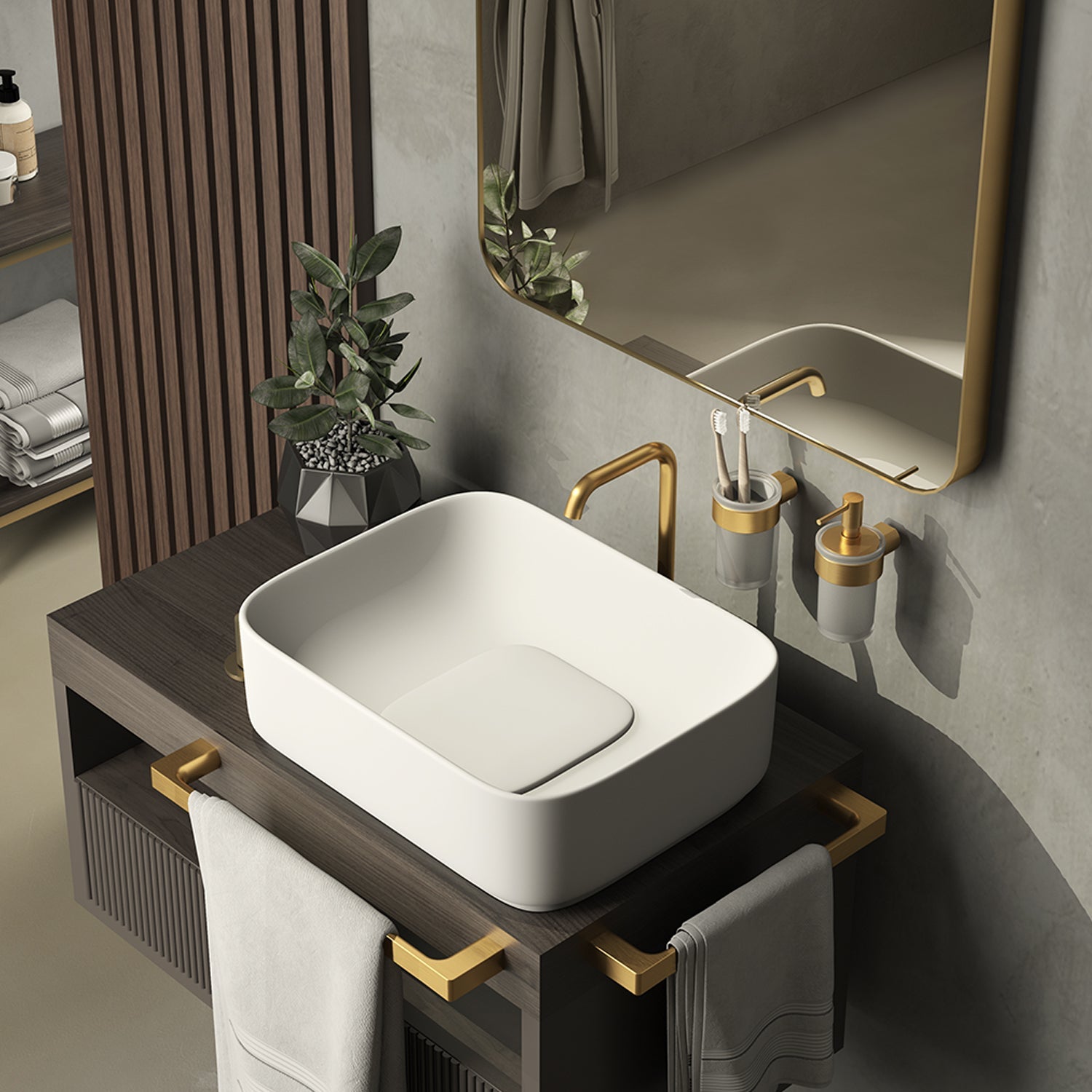  Portasalviette a muro di Gedy serie Pirenei 45 cm - Oro Matt by CeramicStore | Lo specialista del tuo bagno