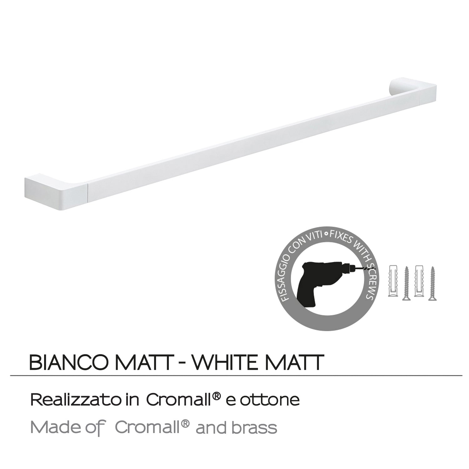  Portasalviette a muro di Gedy serie Pirenei 80 cm - Bianco Matt by CeramicStore | Lo specialista del tuo bagno