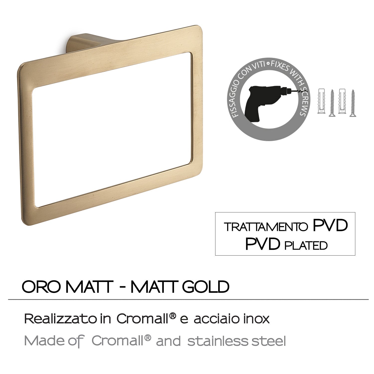  Portasalviette ad anello Gedy serie Pirenei - Oro Matt by CeramicStore | Lo specialista del tuo bagno