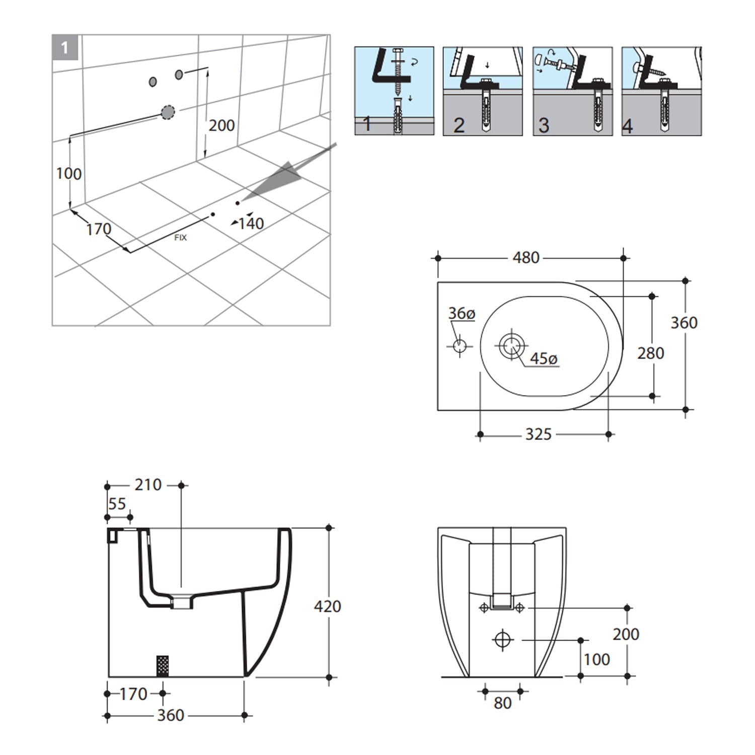 Sanitari filomuro 48x36 cm collezione Flo Kerasan con sedile soft close