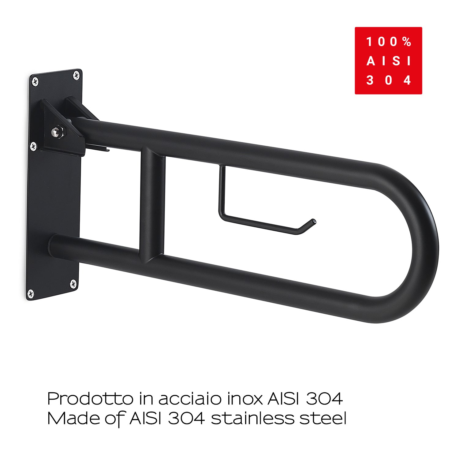  Appoggio ribaltabile con portarotolo modello Snug di Gedy - Nero Matt