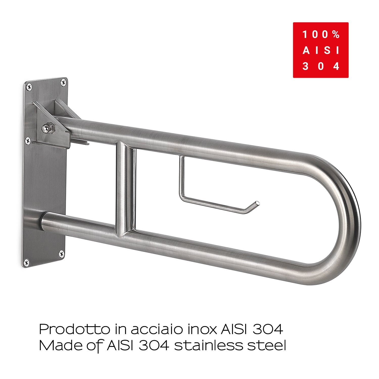  Appoggio ribaltabile con portarotolo modello Snug di Gedy - Spazzolato