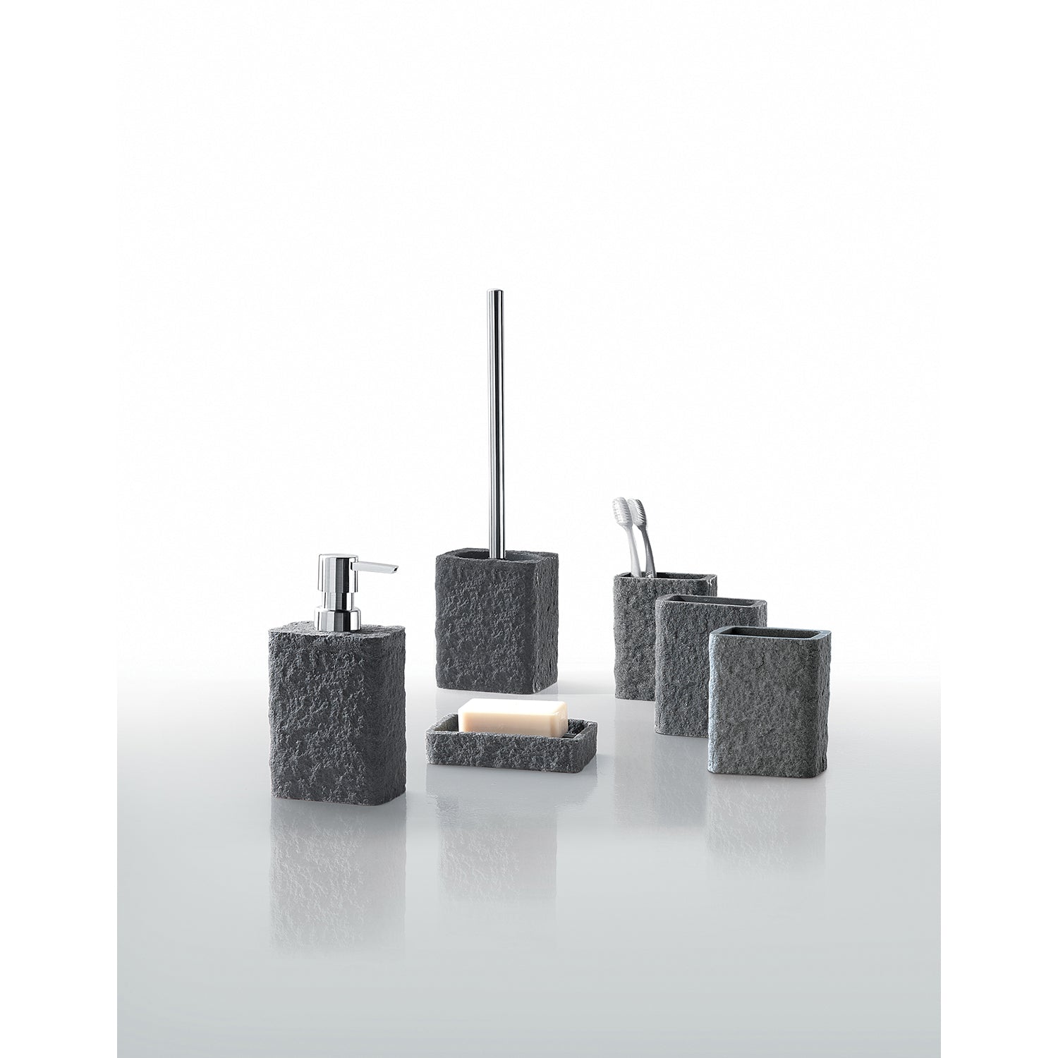 AR80-85 - Dispenser sapone da appoggio, con erogatore in plastica cromata Gedy Collezione Aries - Finitura Antracite 5