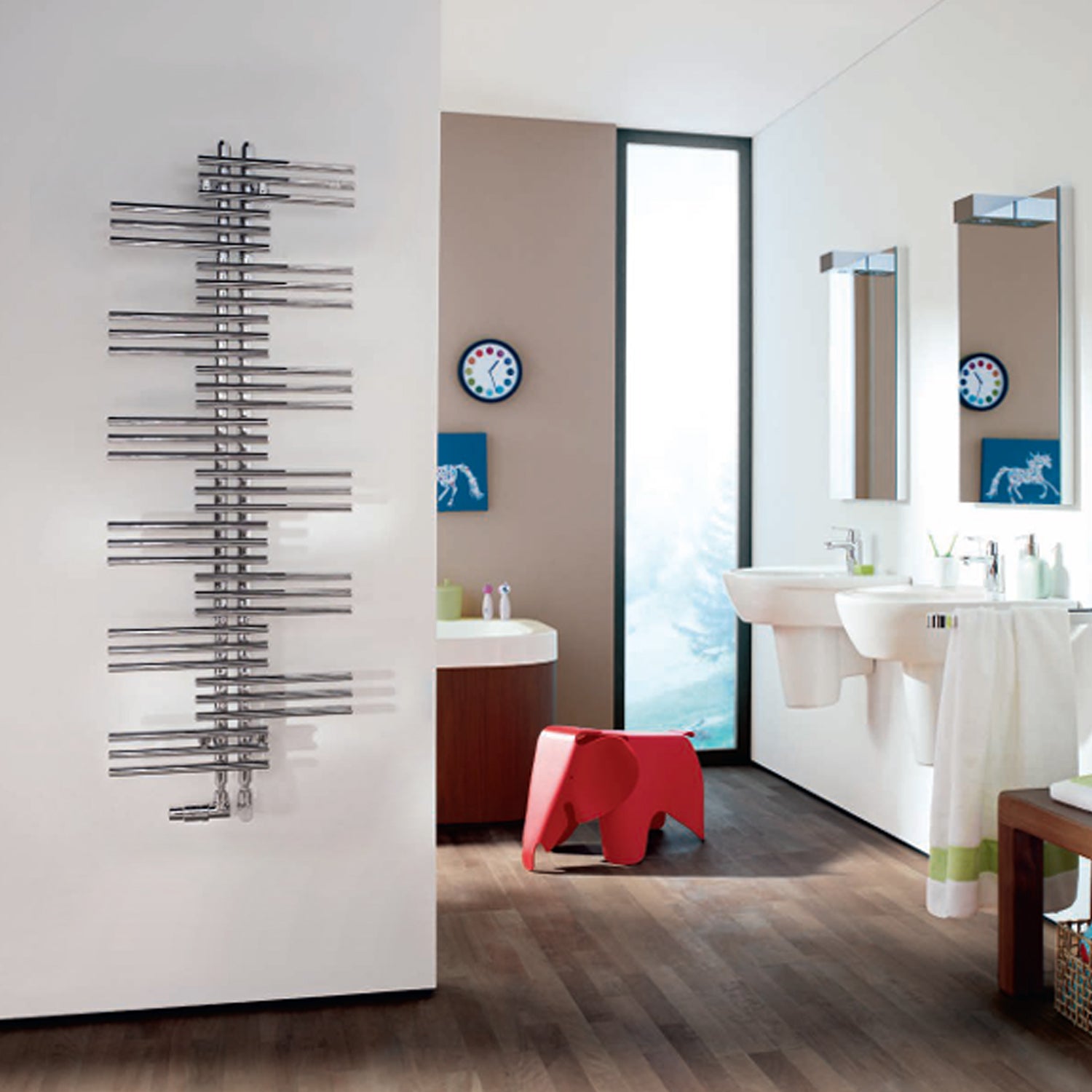 Termoarredo in acciaio con elementi tondi Cromo Lucido Zehnder modello Yucca 1340 x L. 600 mm 4