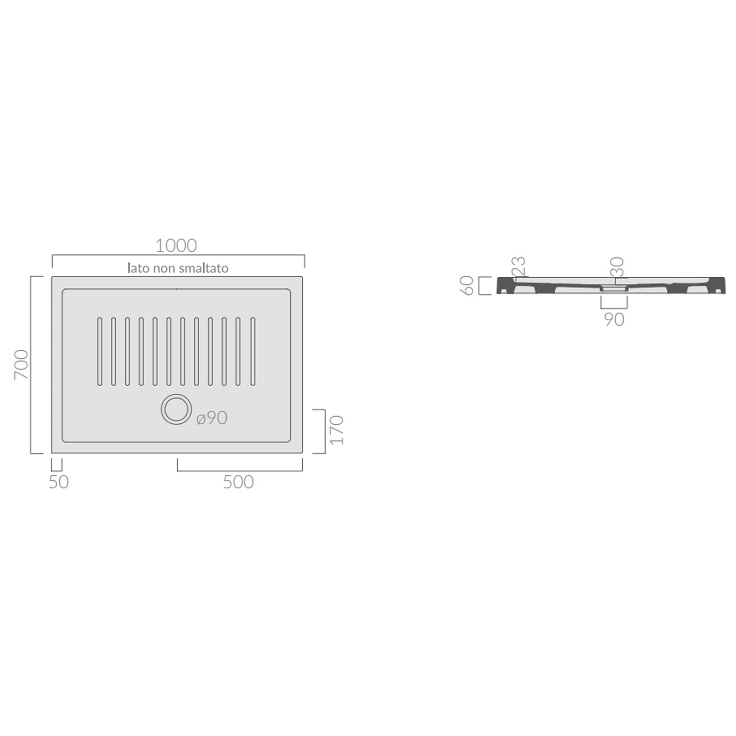 Piatto doccia rettangolare Galassia in ceramica 70x100 cm - Bianco 2
