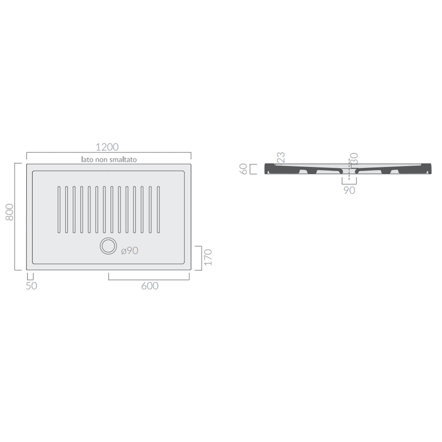 Piatto doccia rettangolare Galassia in ceramica 80x120 cm - Bianco 3