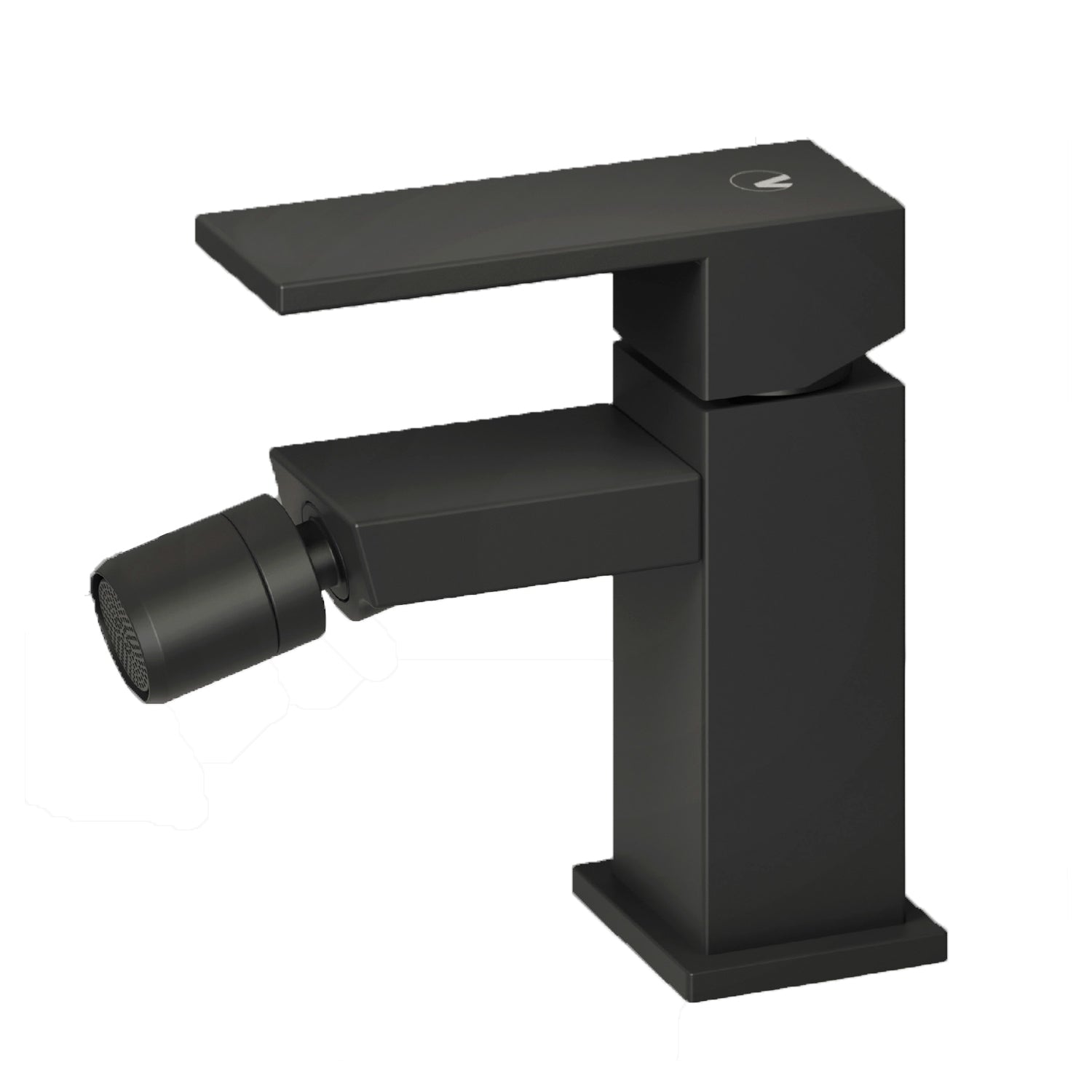 Miscelatore Bidet monocomando Nero RubiFlux Square Carbon con piletta di scarico click-clack