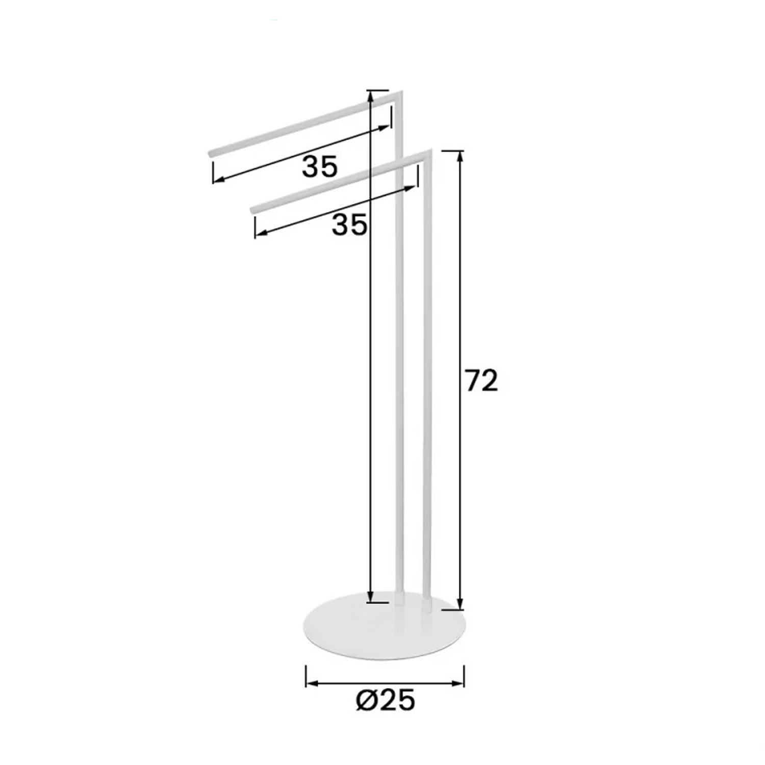 Piantana porta asciugamani Stile in acciaio con base ultra piatta - Bianco Opaco 2
