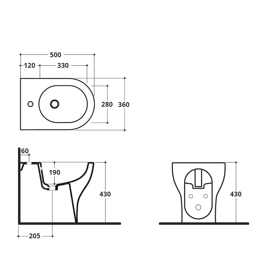 Coppia di sanitari filomuro WC bidet e coprivaso modello Soli di Althea 10