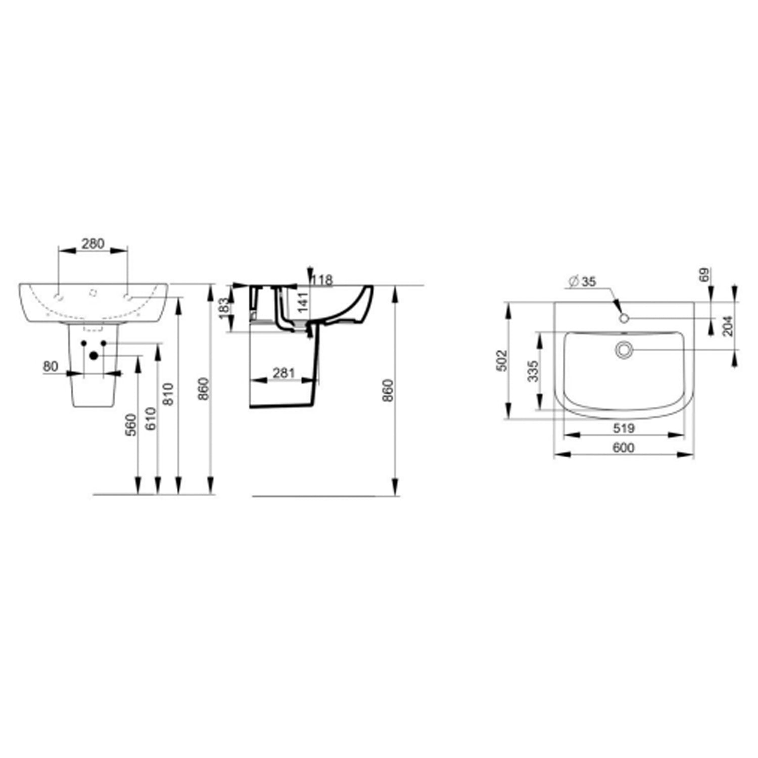  Lavabo sospeso Ceramica Dolomite modello Gemma2 60x50 cm by CeramicStore | Lo specialista del tuo bagno