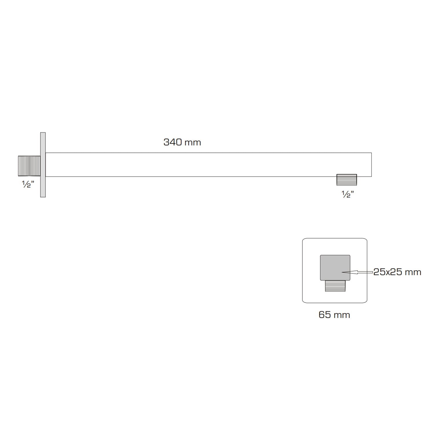  Braccio doccia squadrato in acciaio inox da 35 cm colore nero - Ares by CeramicStore | Lo specialista del tuo bagno